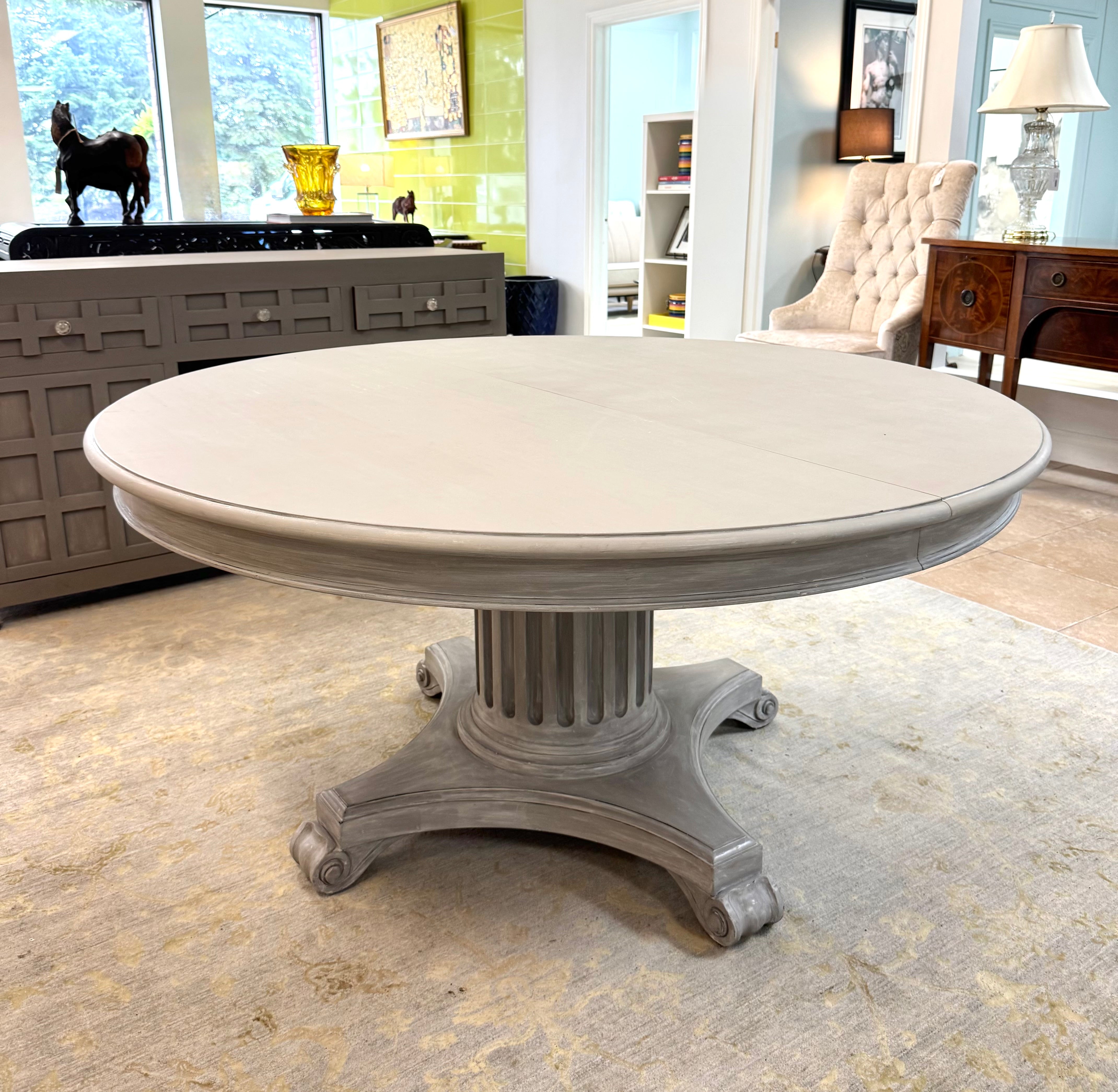 ETHAN ALLEN Weathered Gray 60" Pedestal Table