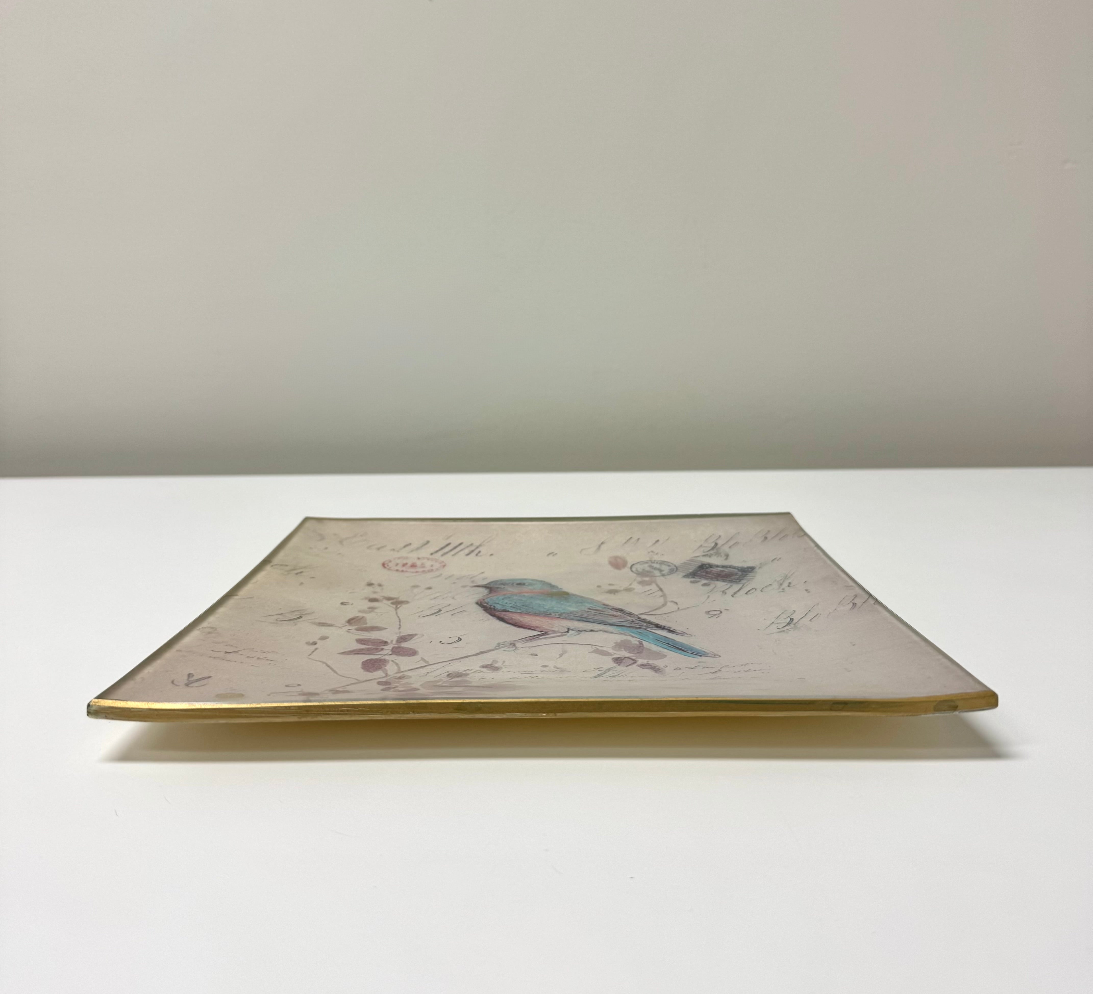 Pastel Bluebird Glass Plate