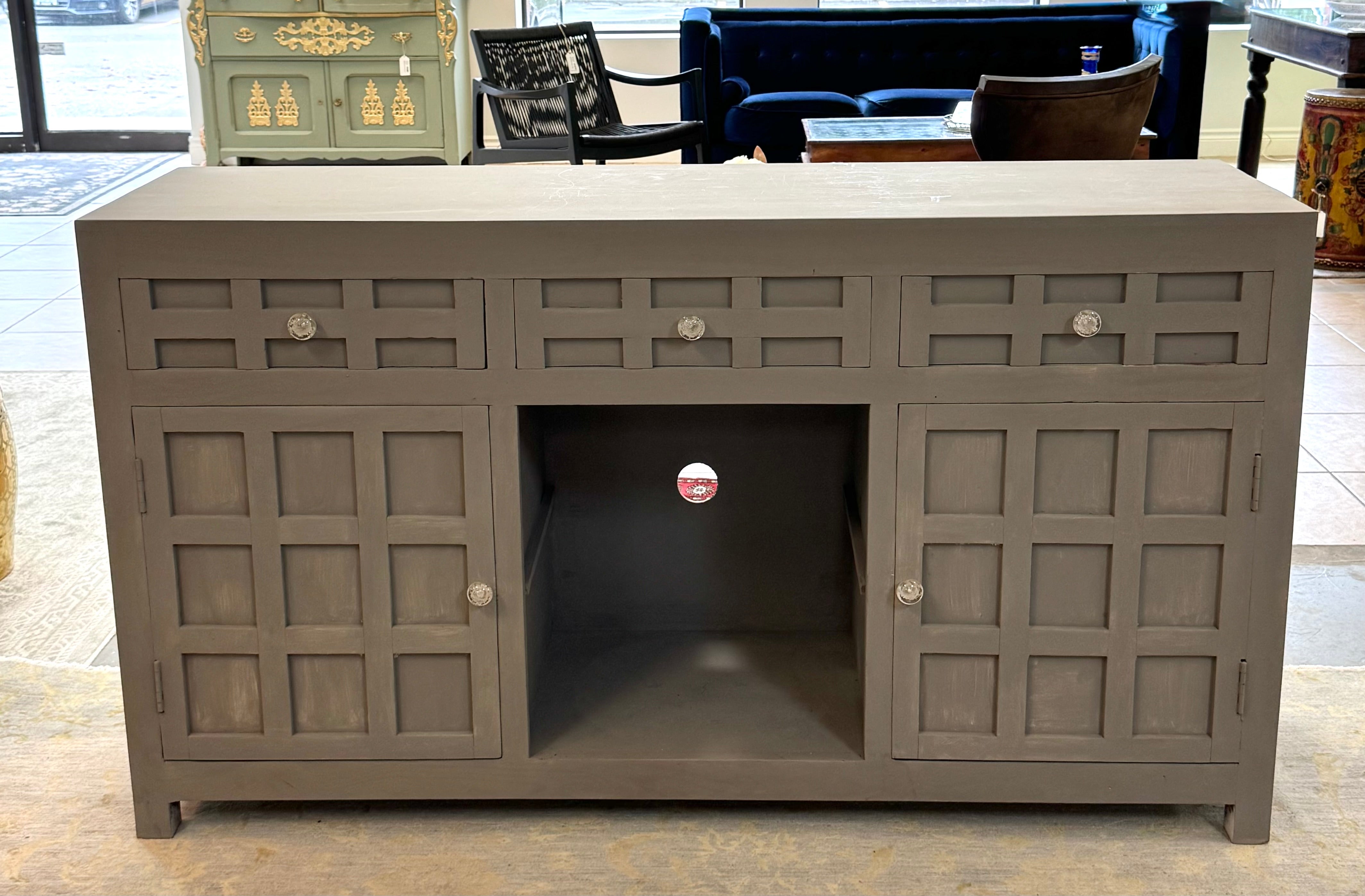 Elephant Gray Painted Sideboard (64"W x 18"D x 36"H)