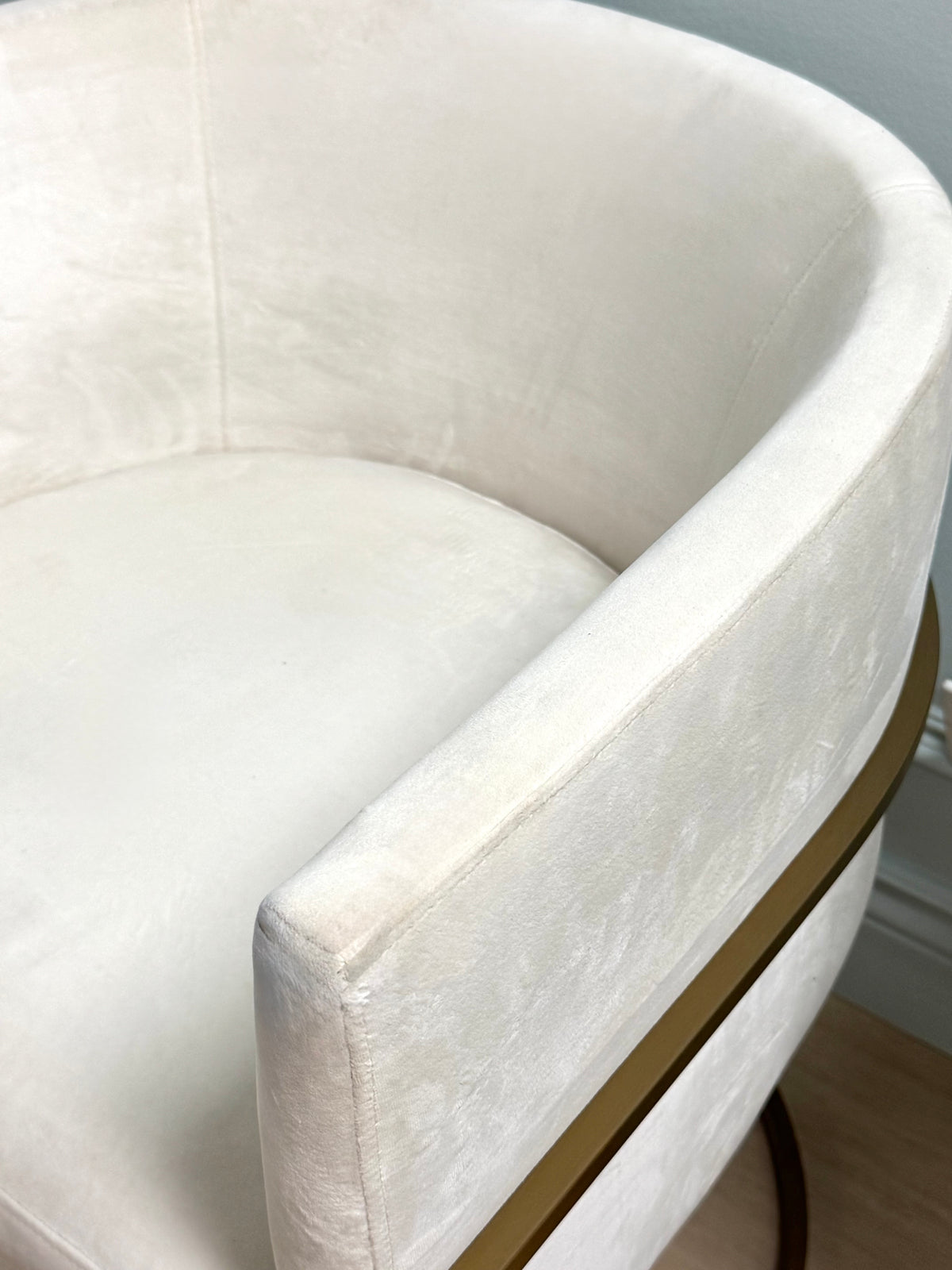 Cream Velvet Barrel Chairs Set of 4