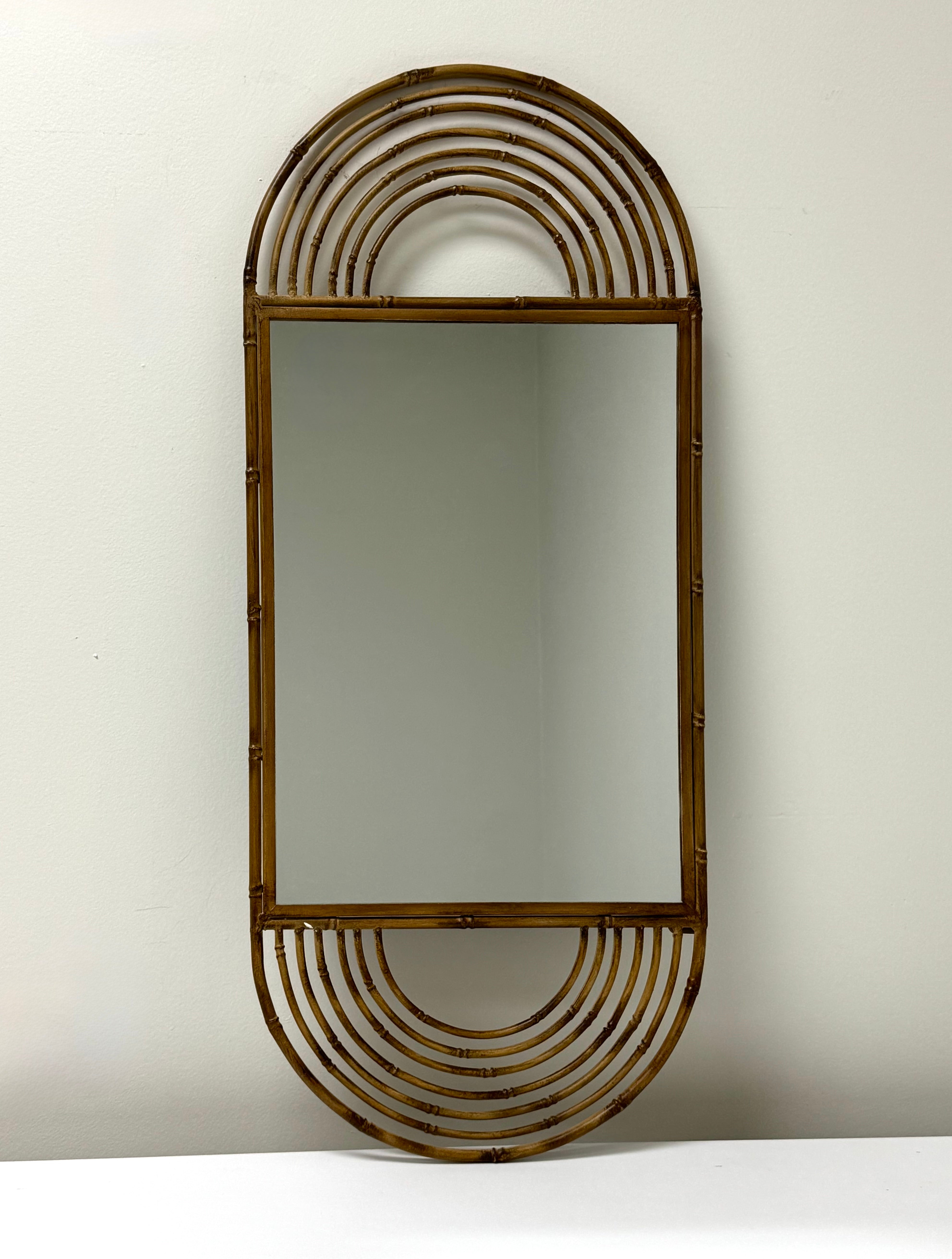 Metal Faux Bamboo Mirror