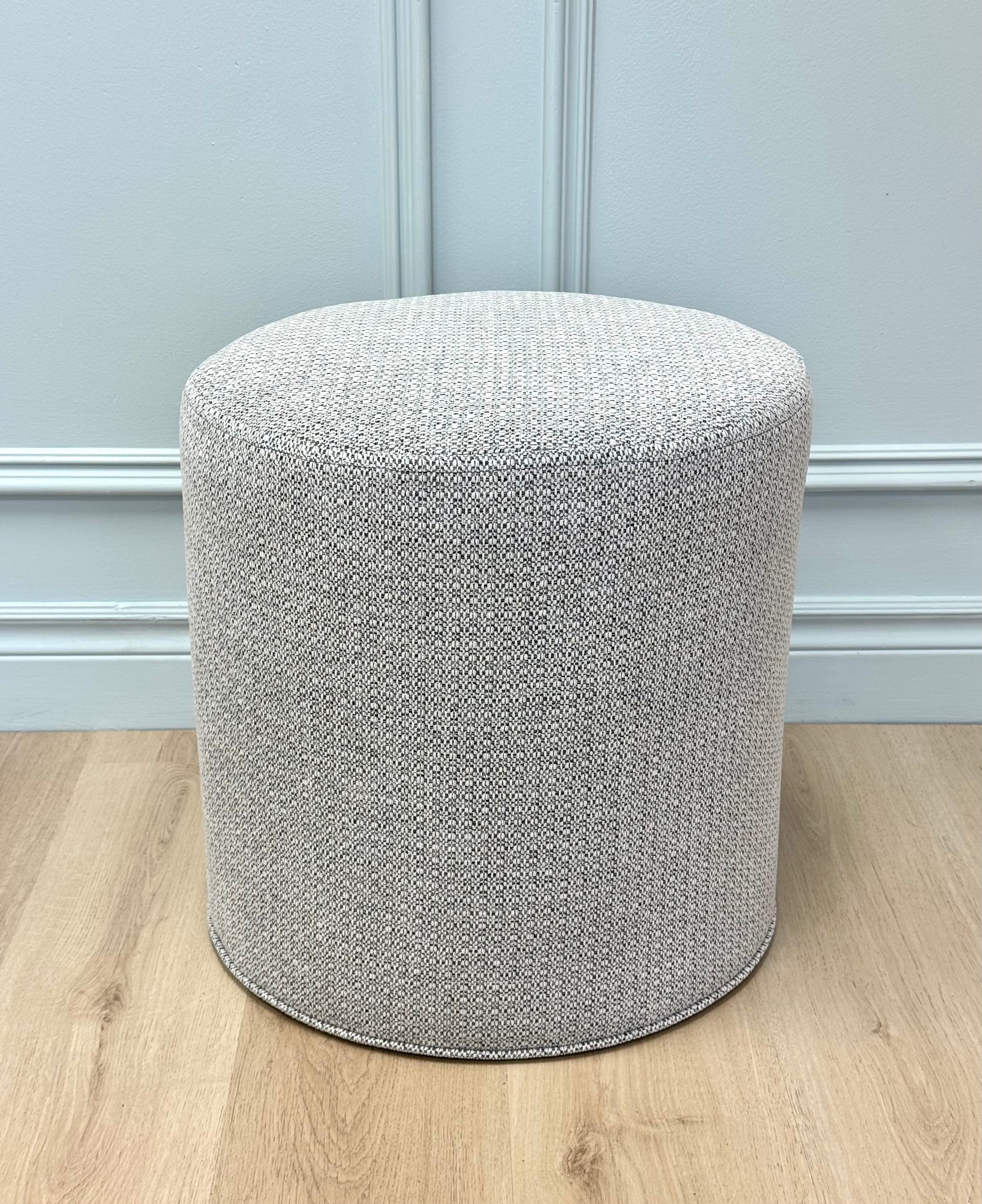 NEW Light Gray Textured Weave Round Stool