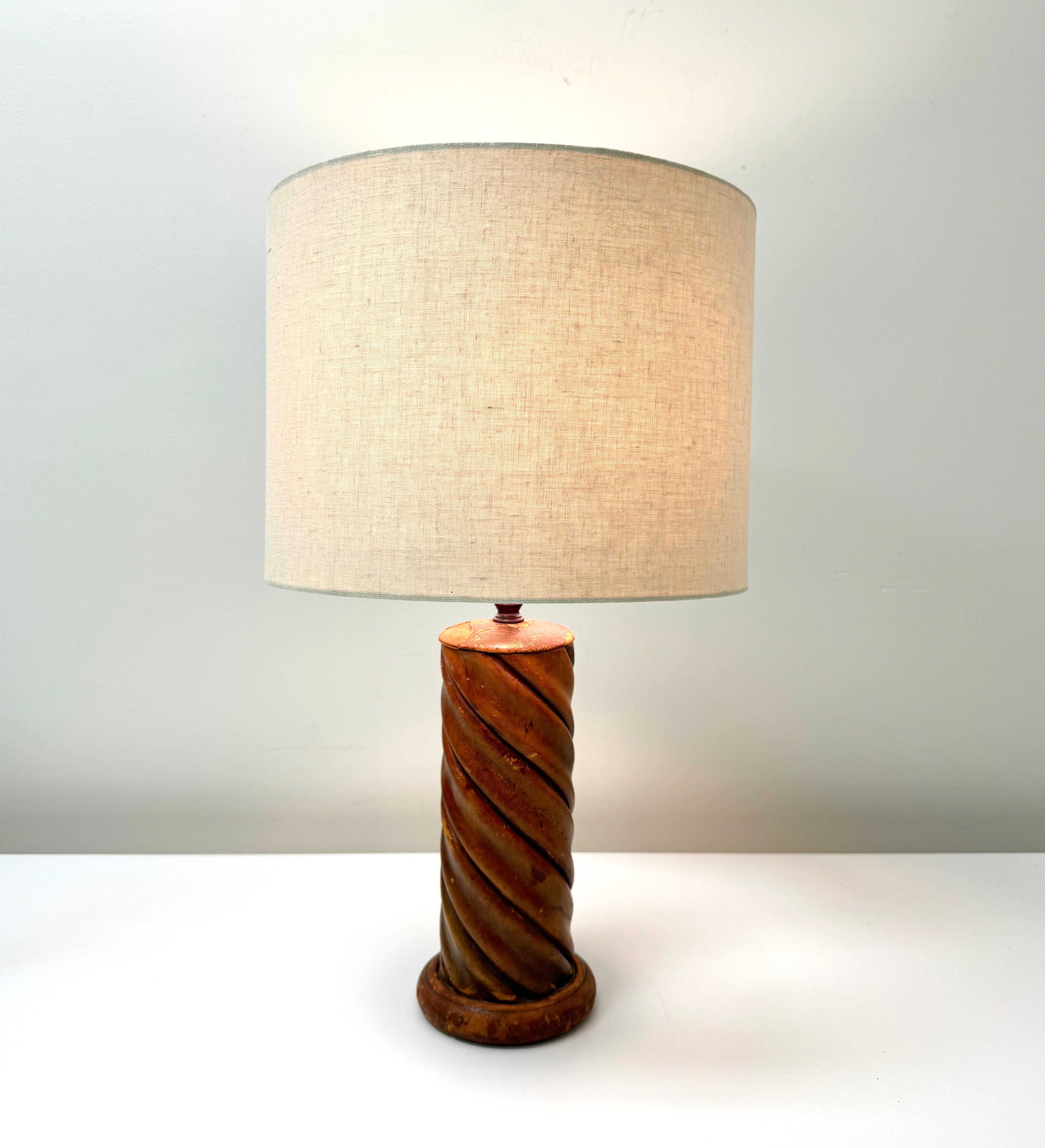 Worn Leather Spiral Lamp