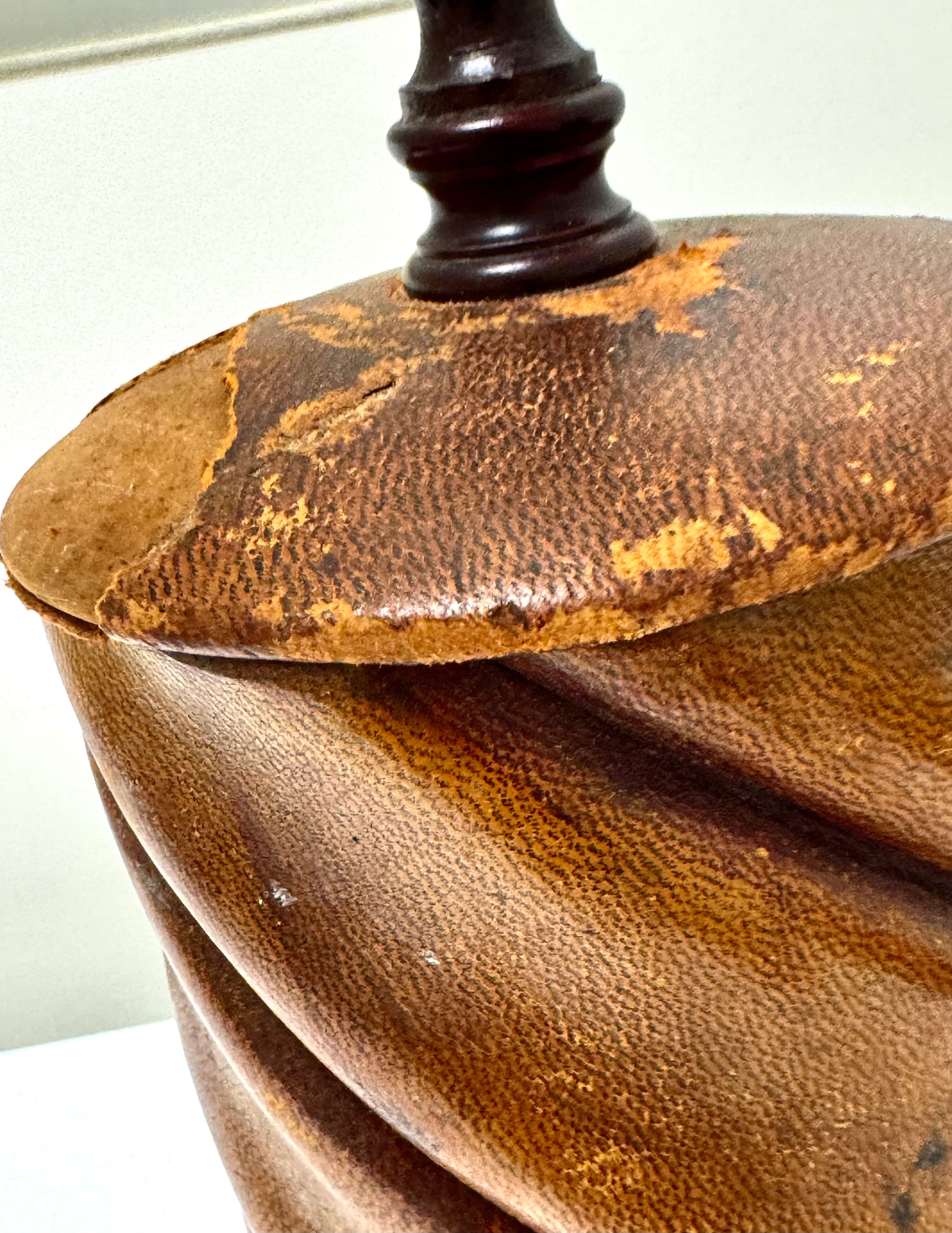 Worn Leather Spiral Lamp