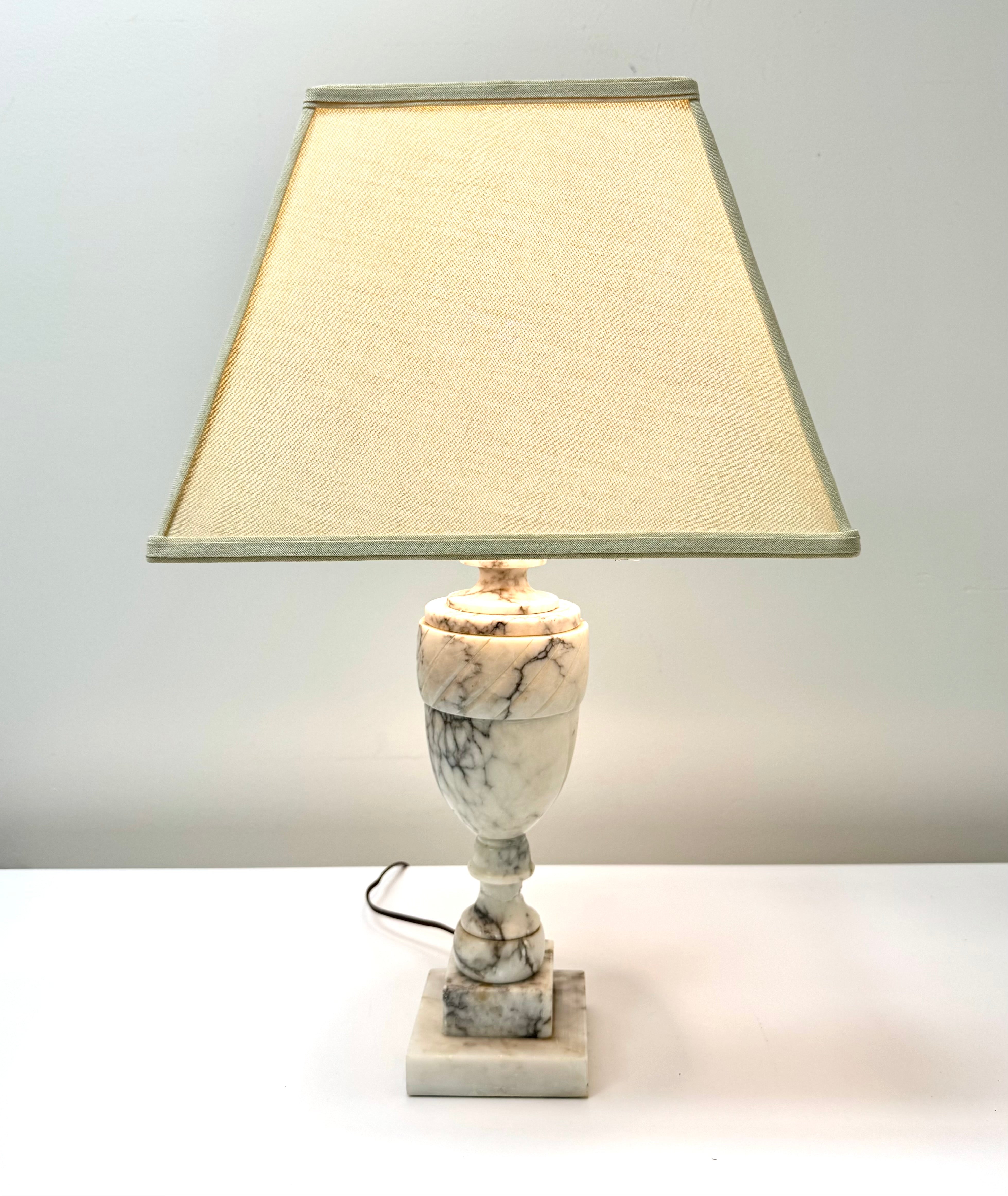 White Marble Neo-Classical Urn Lamp