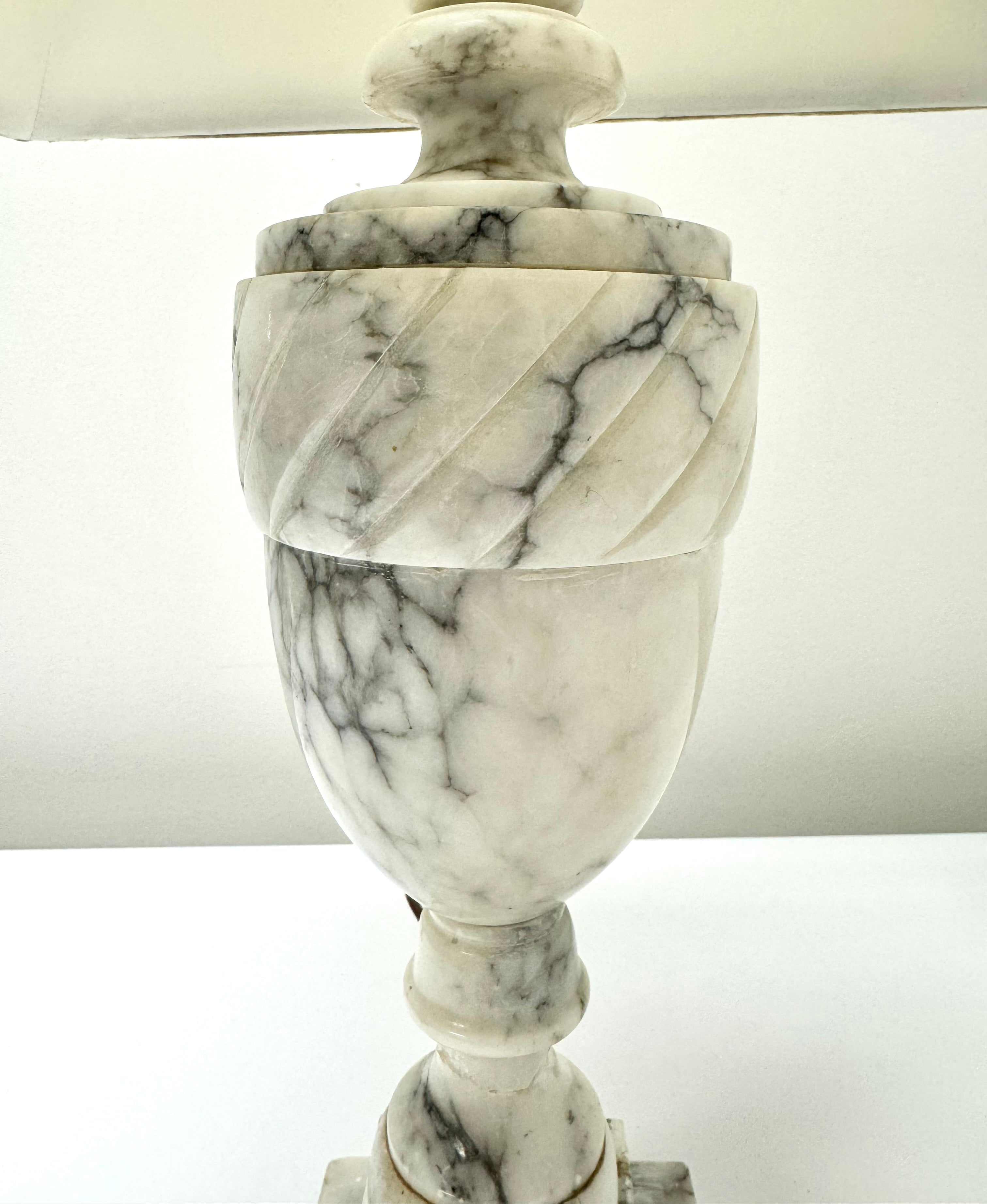 White Marble Neo-Classical Urn Lamp