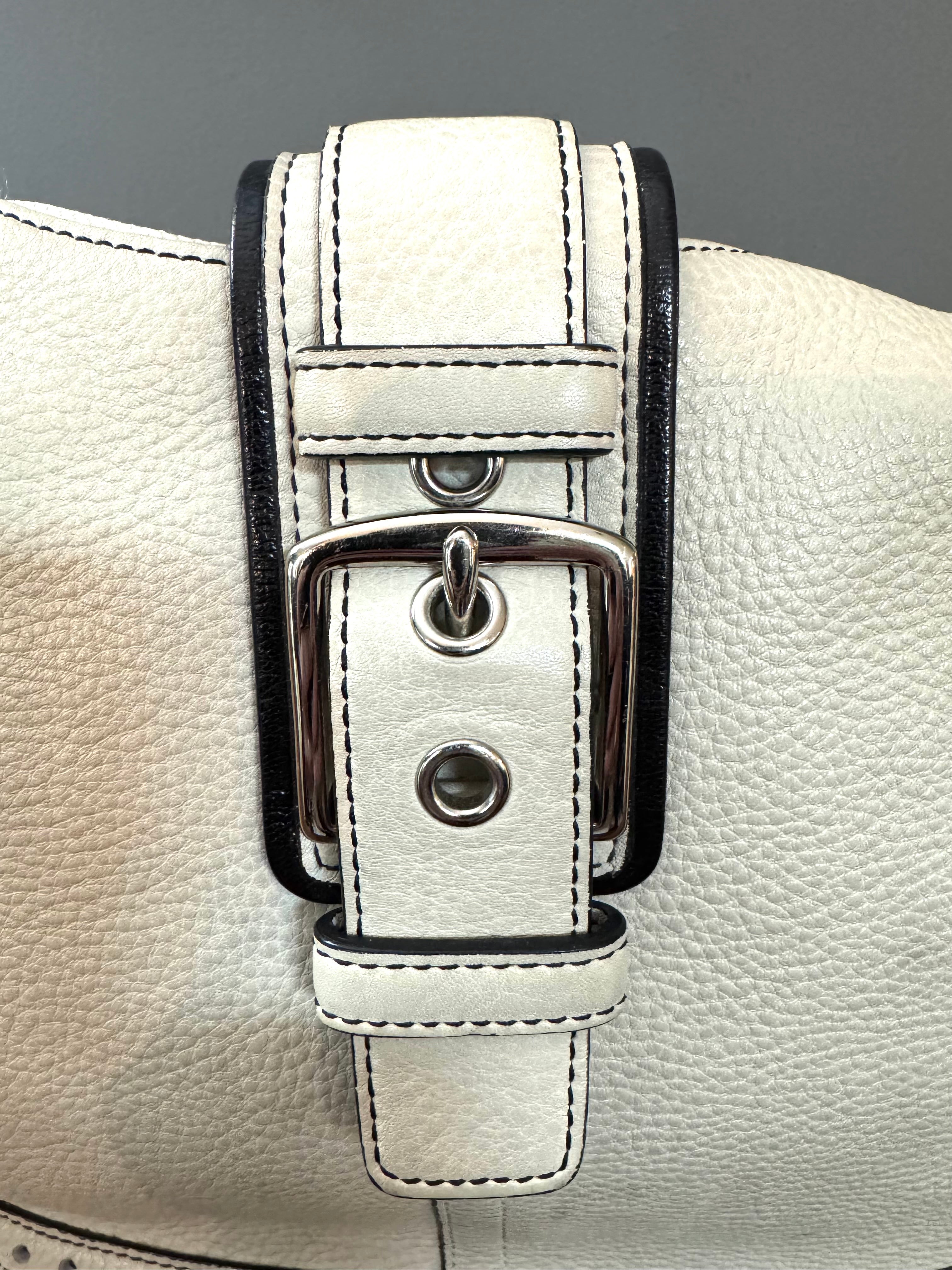 COACH 'Hamptons Hobo' Chalk Pebble Leather Shoulder Bag