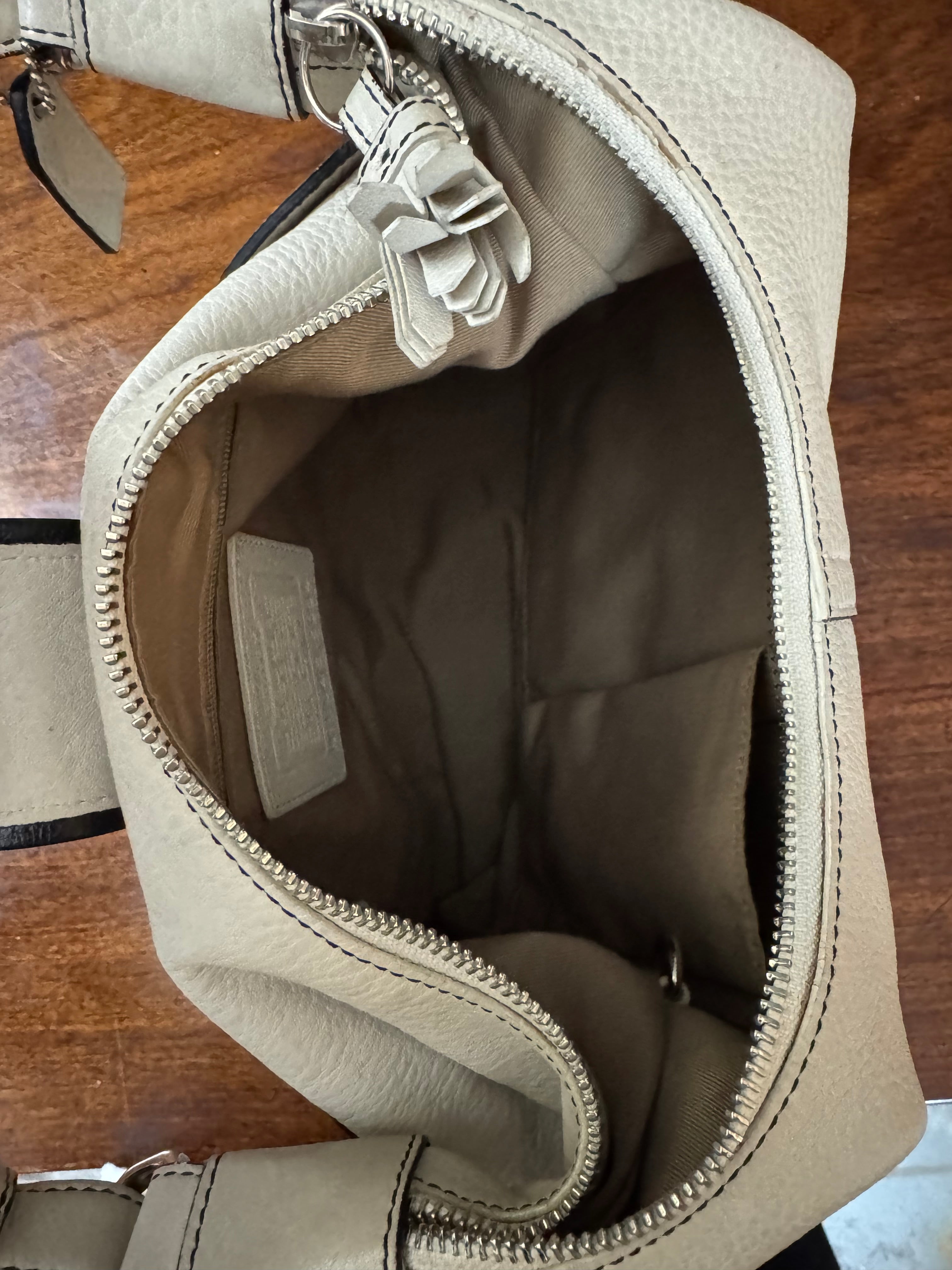 COACH 'Hamptons Hobo' Chalk Pebble Leather Shoulder Bag
