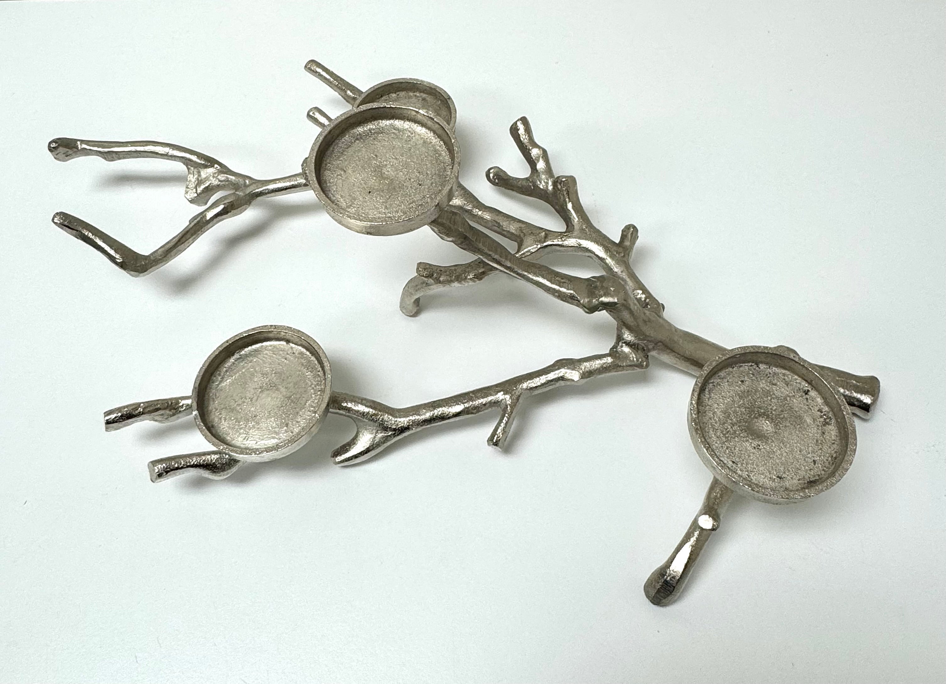 Matte Silver Branch Candle Holder