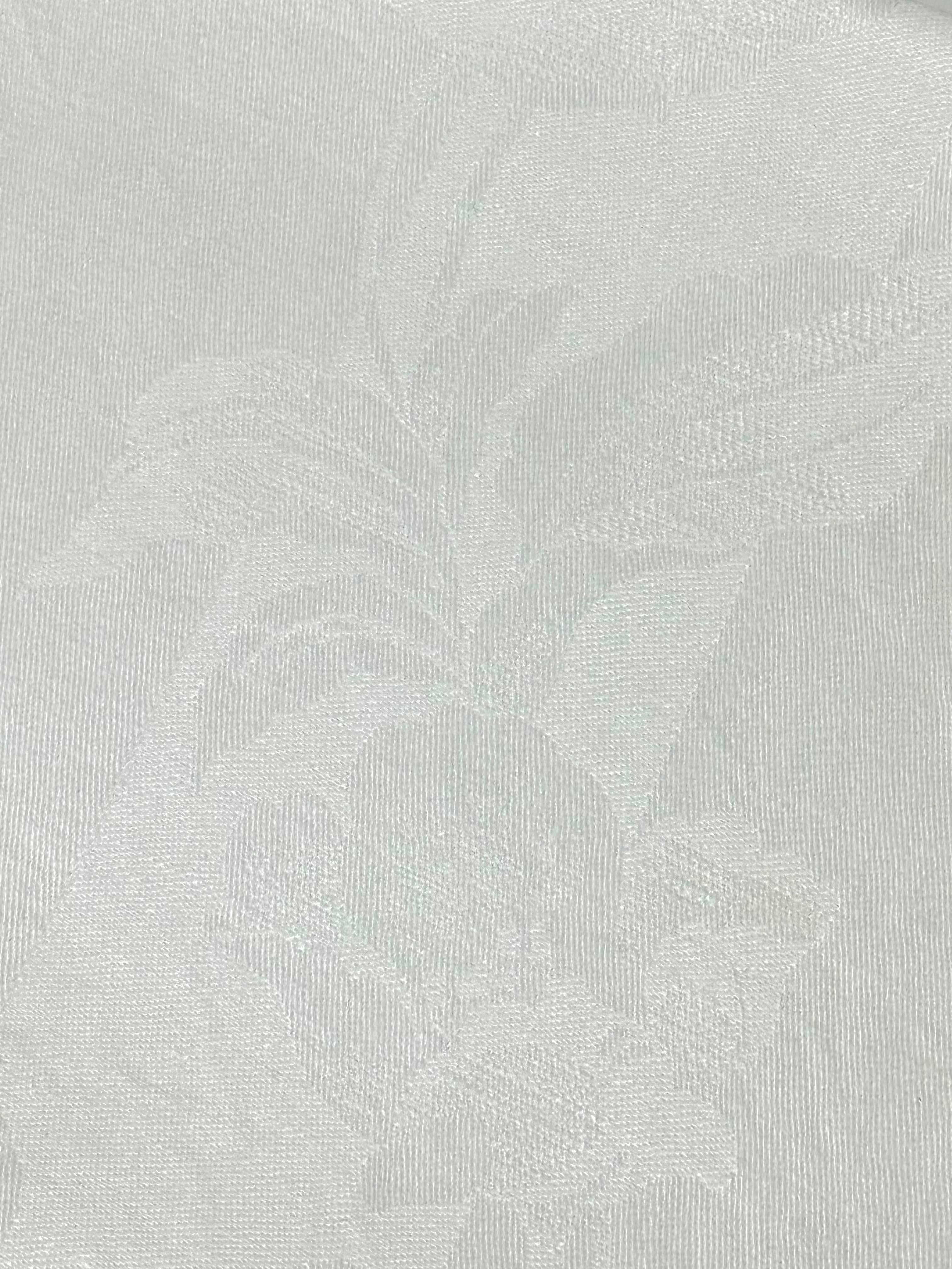 Vintage Rose Damask White Linen 66" x 86" Tablecloth