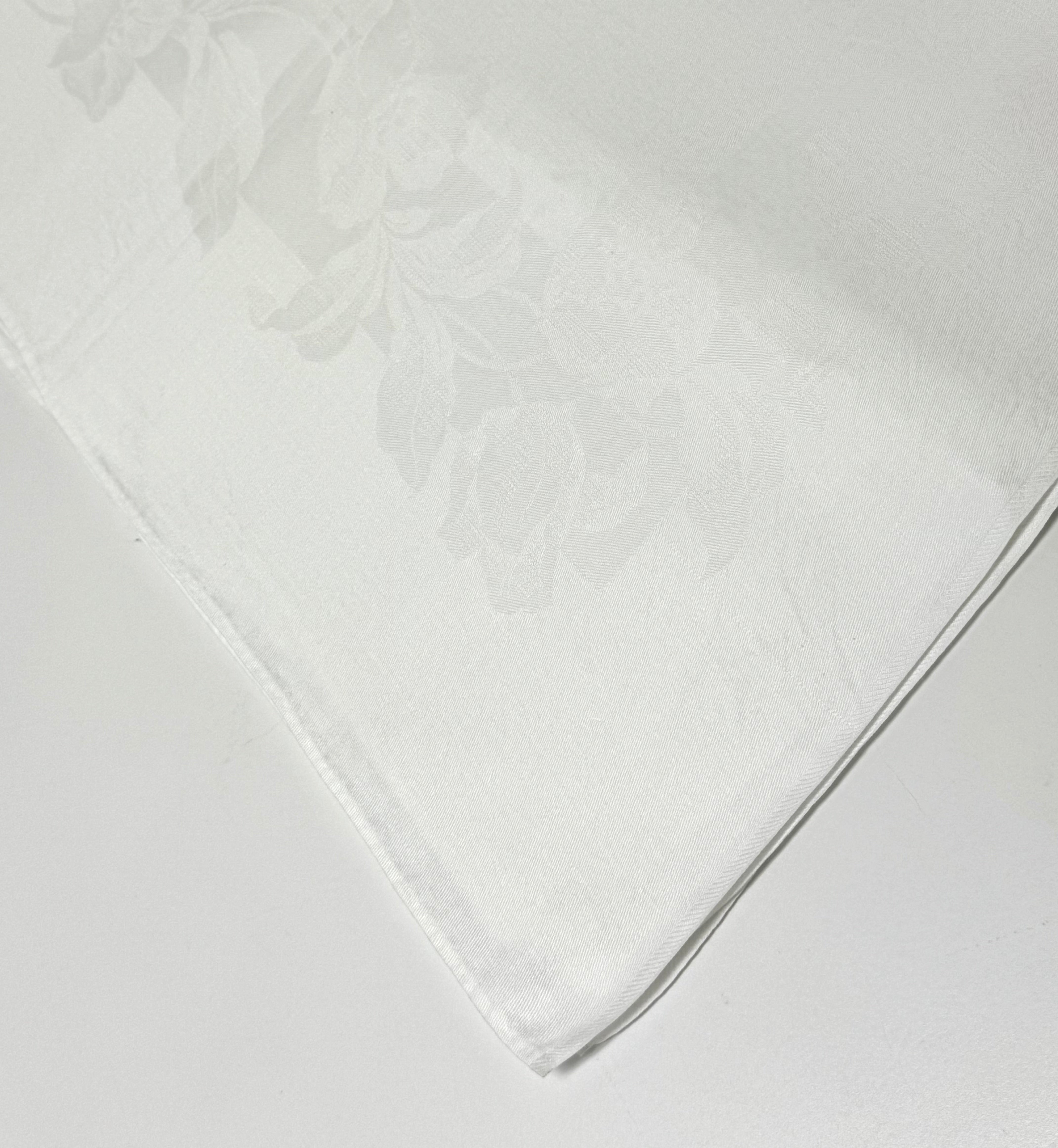 Vintage Floral Vine White Damask 52" x 66" Tablecloth