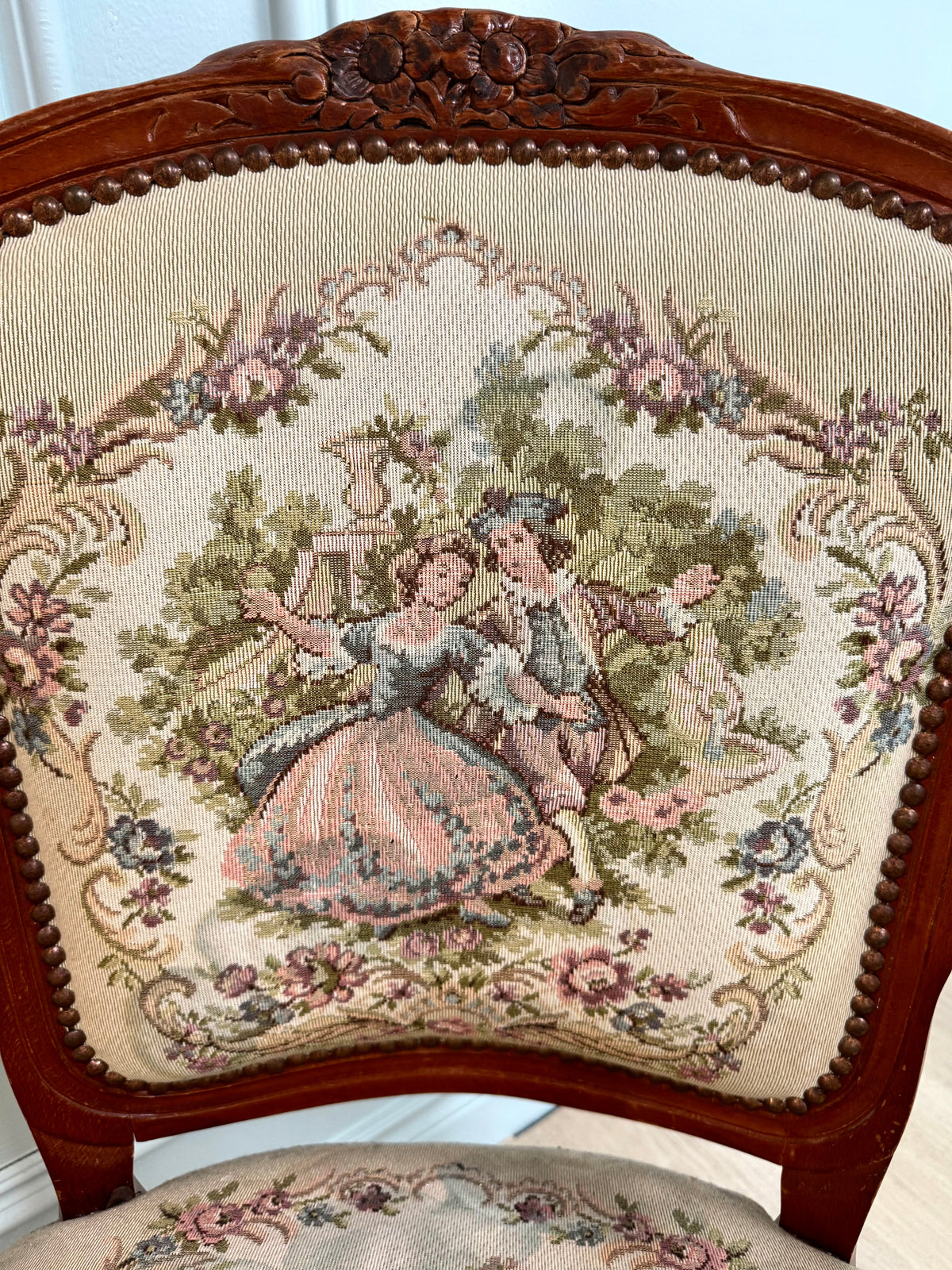 Vintage Louis XV French Needlepoint Arm Chair