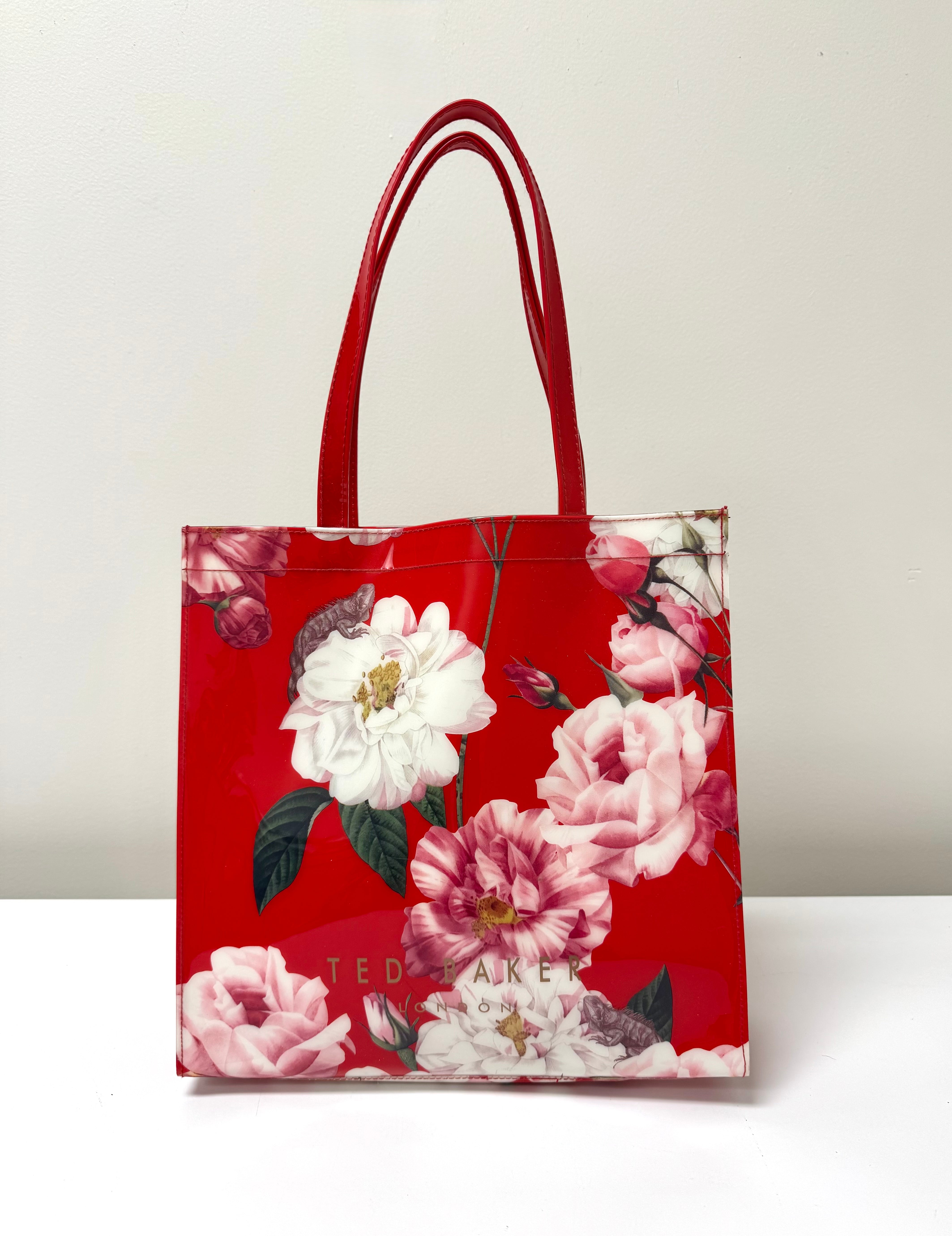 TED BAKER Red Floral PVC Tote