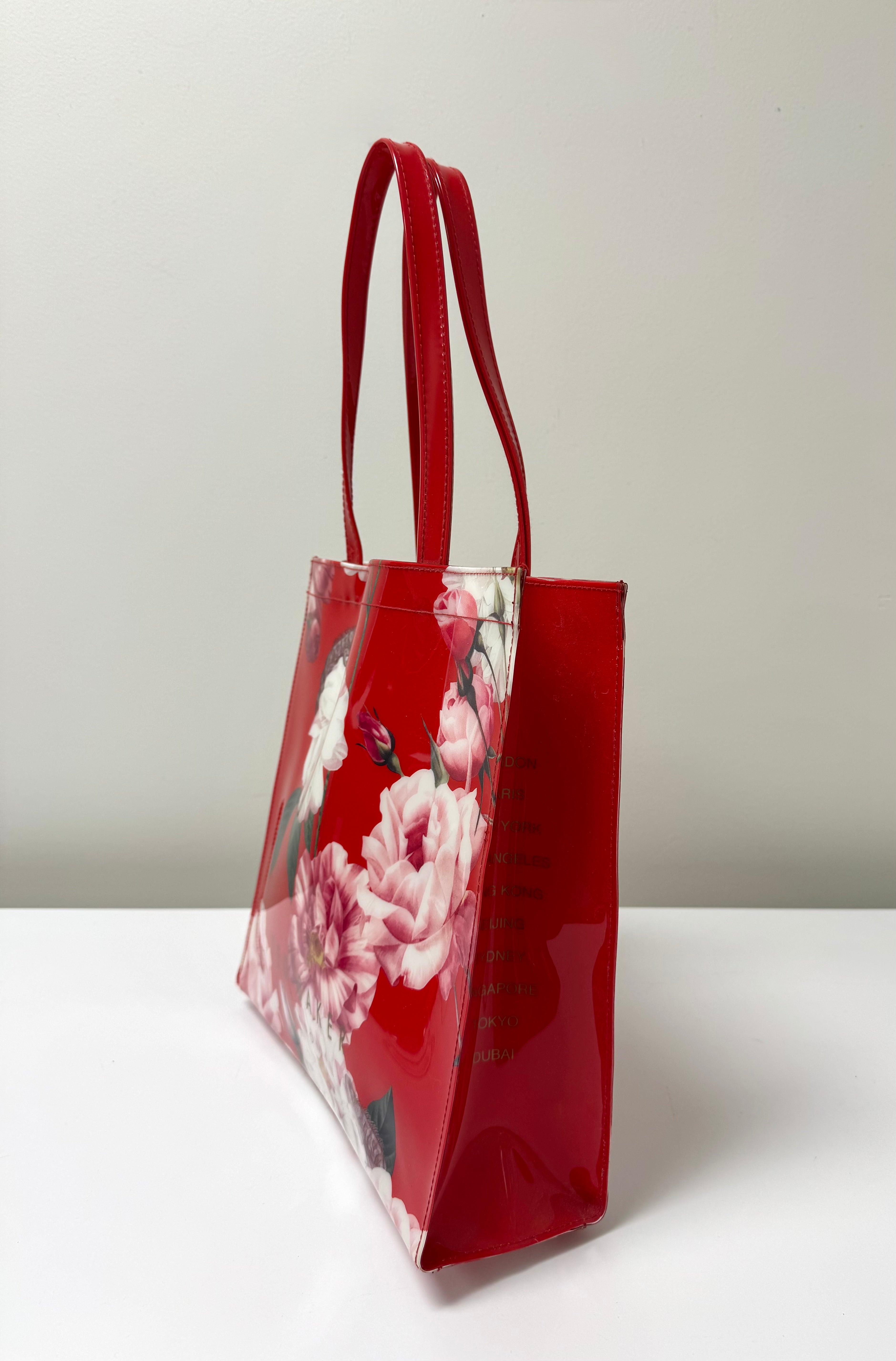TED BAKER Red Floral PVC Tote