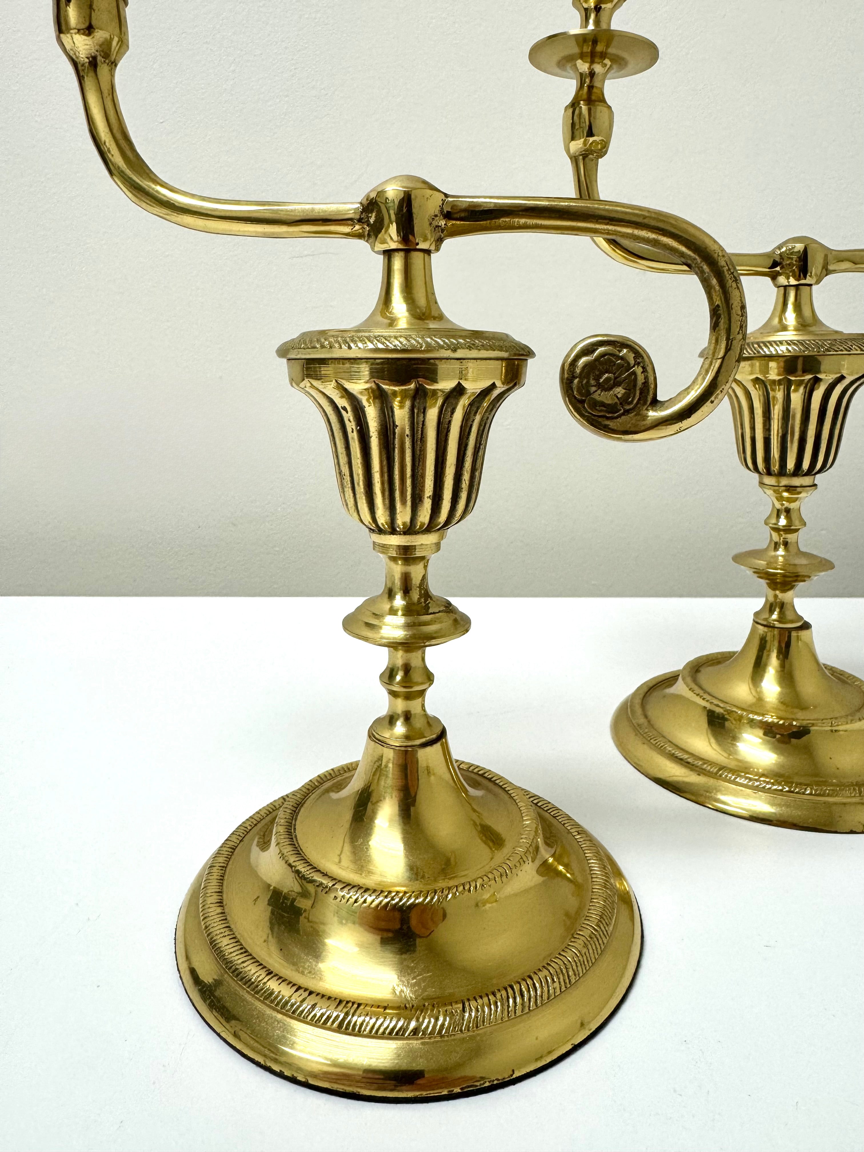 Vintage Brass Asymmetrical Candle Holders Set of 2