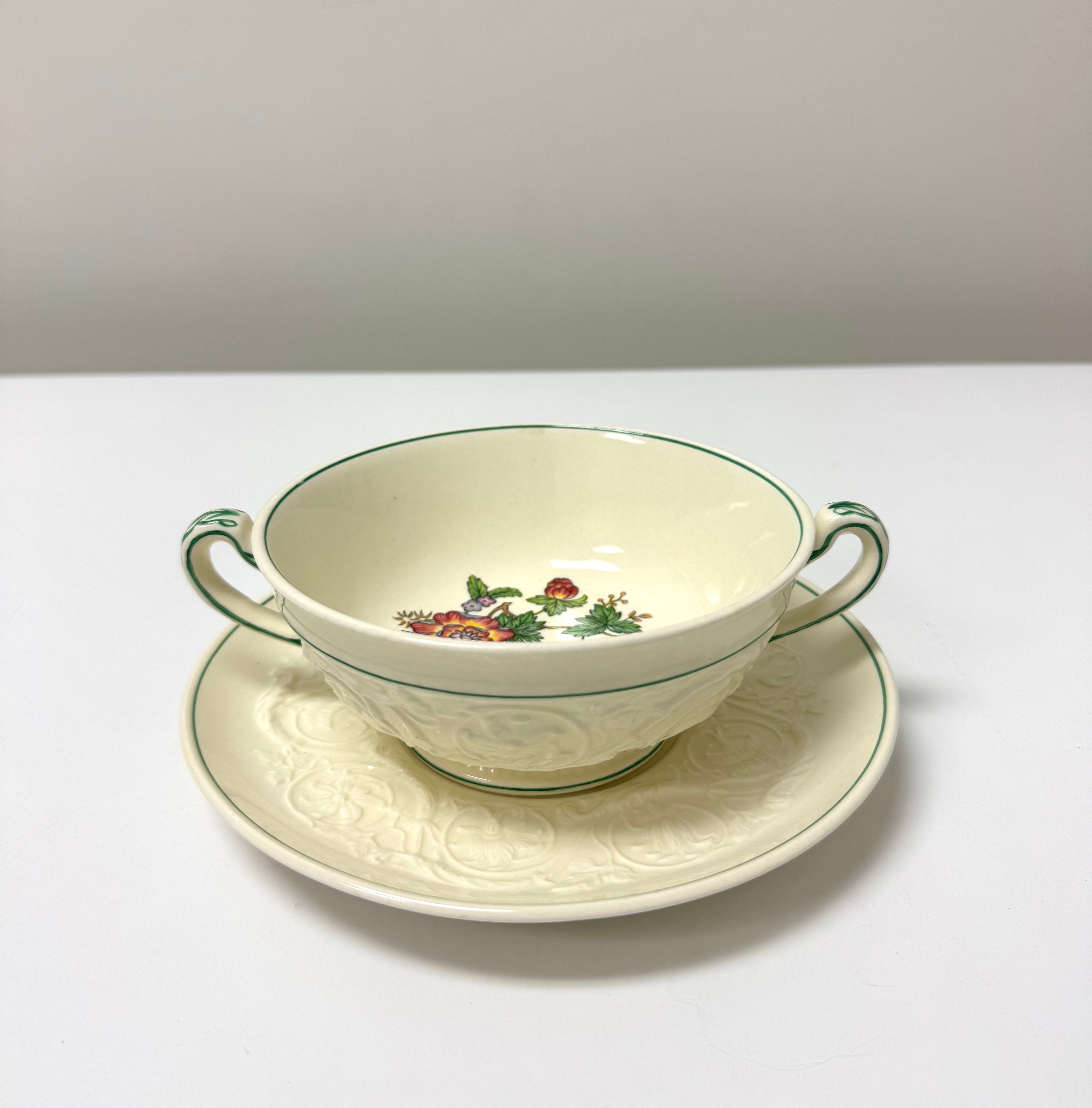 WEDGWOOD 'Tapestry' Cream Soup Bowl & Plate