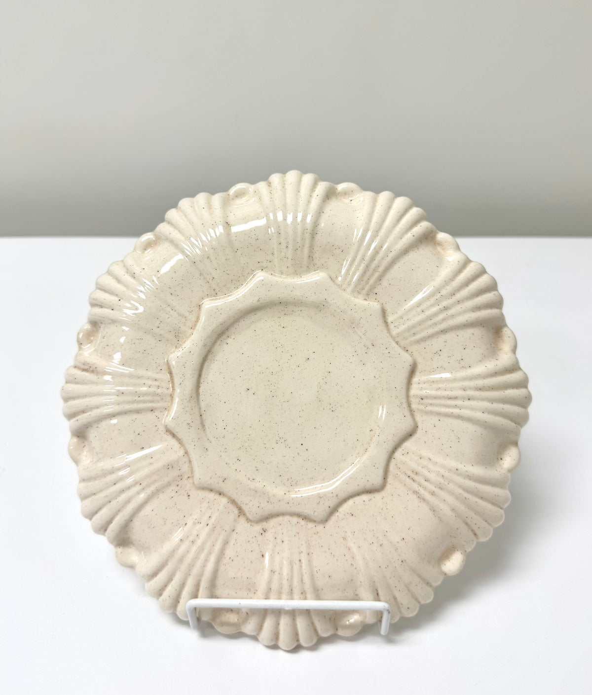Cream Speckle Glaze Deviled Egg Plate