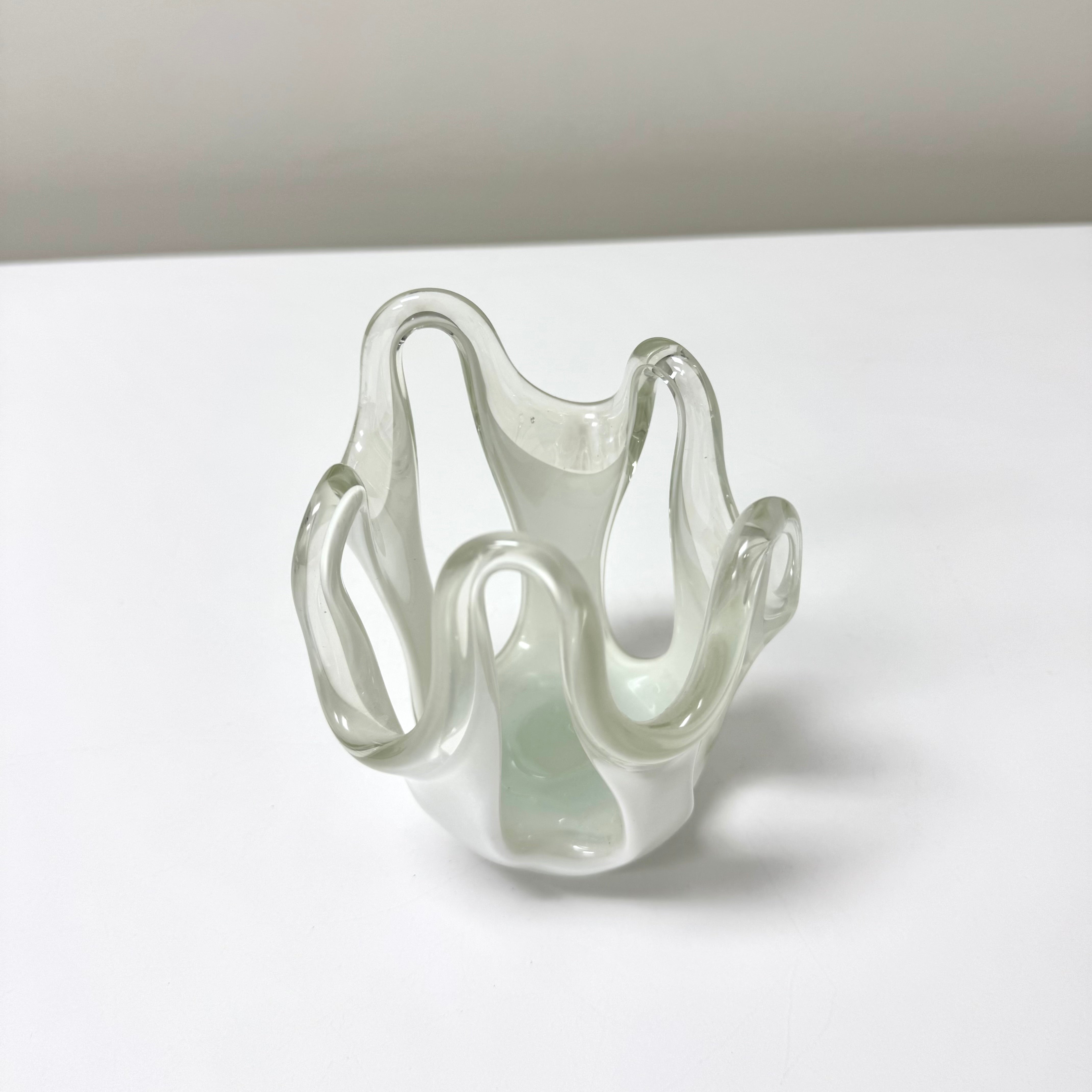 White Stretched Loop Art Glass Candle Holder
