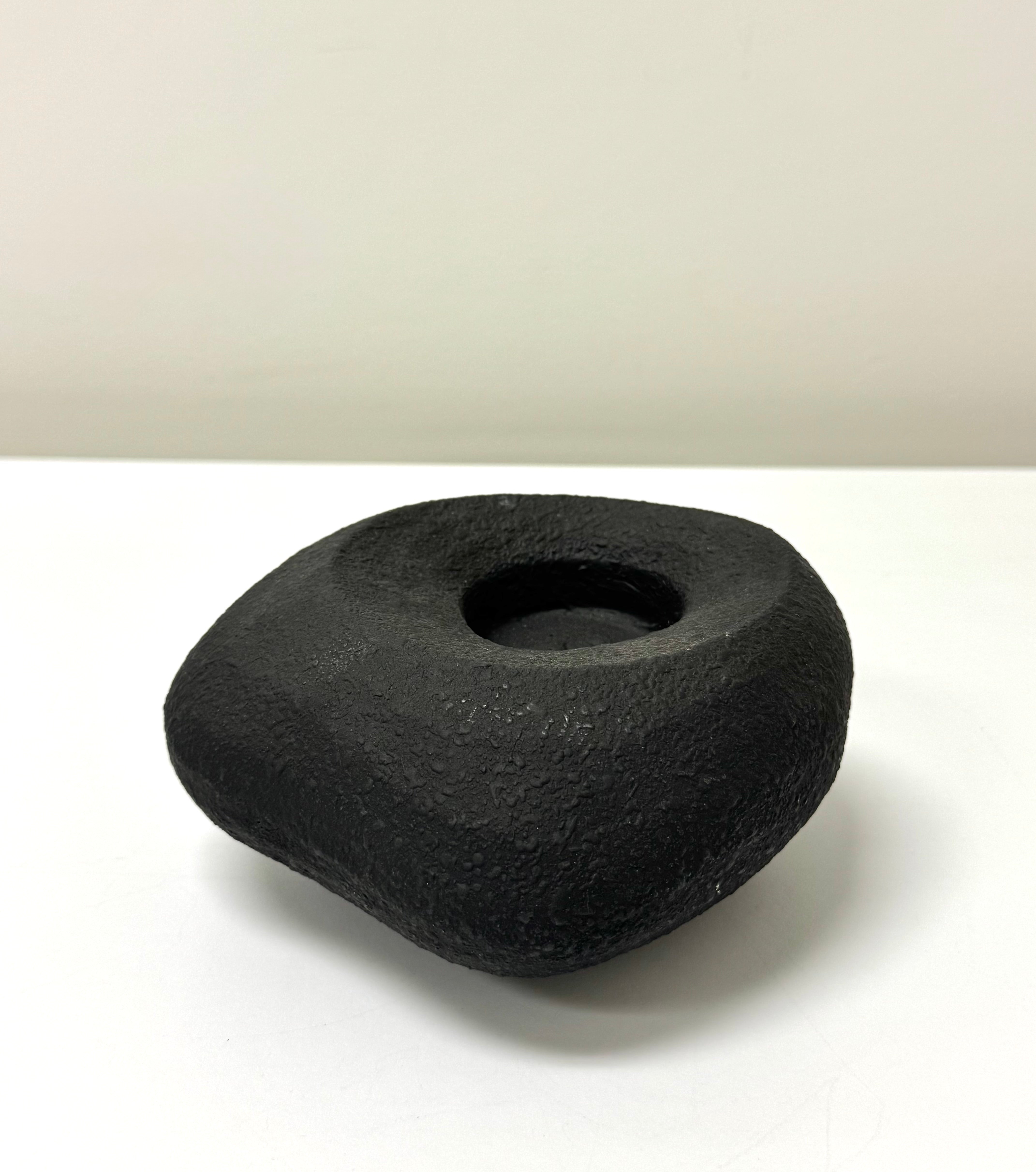 Matte Black Ceramic Organic Votive Holder