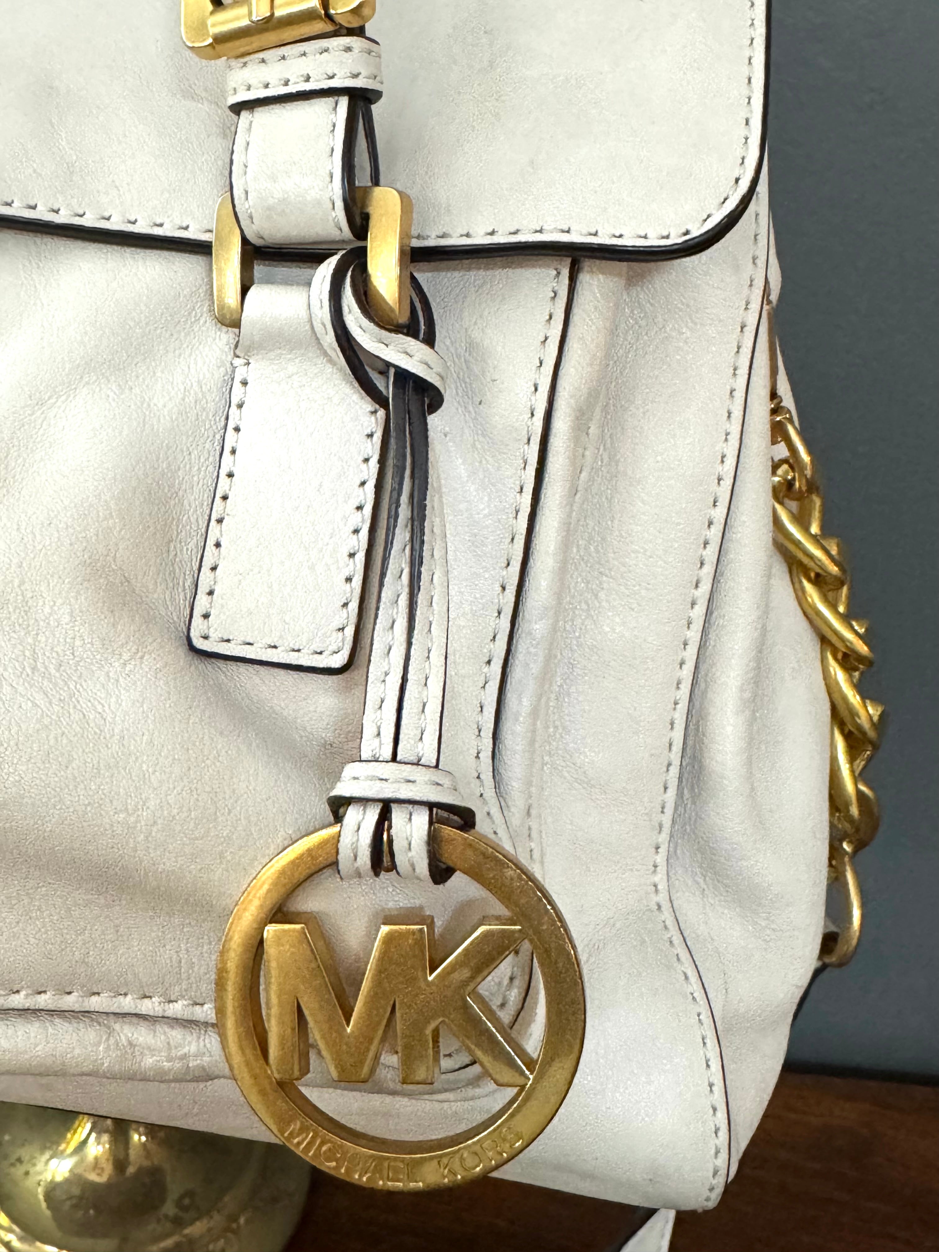 MICHAEL KORS 'Gosford' Ivory Glove-tanned Leather Shoulder Bag