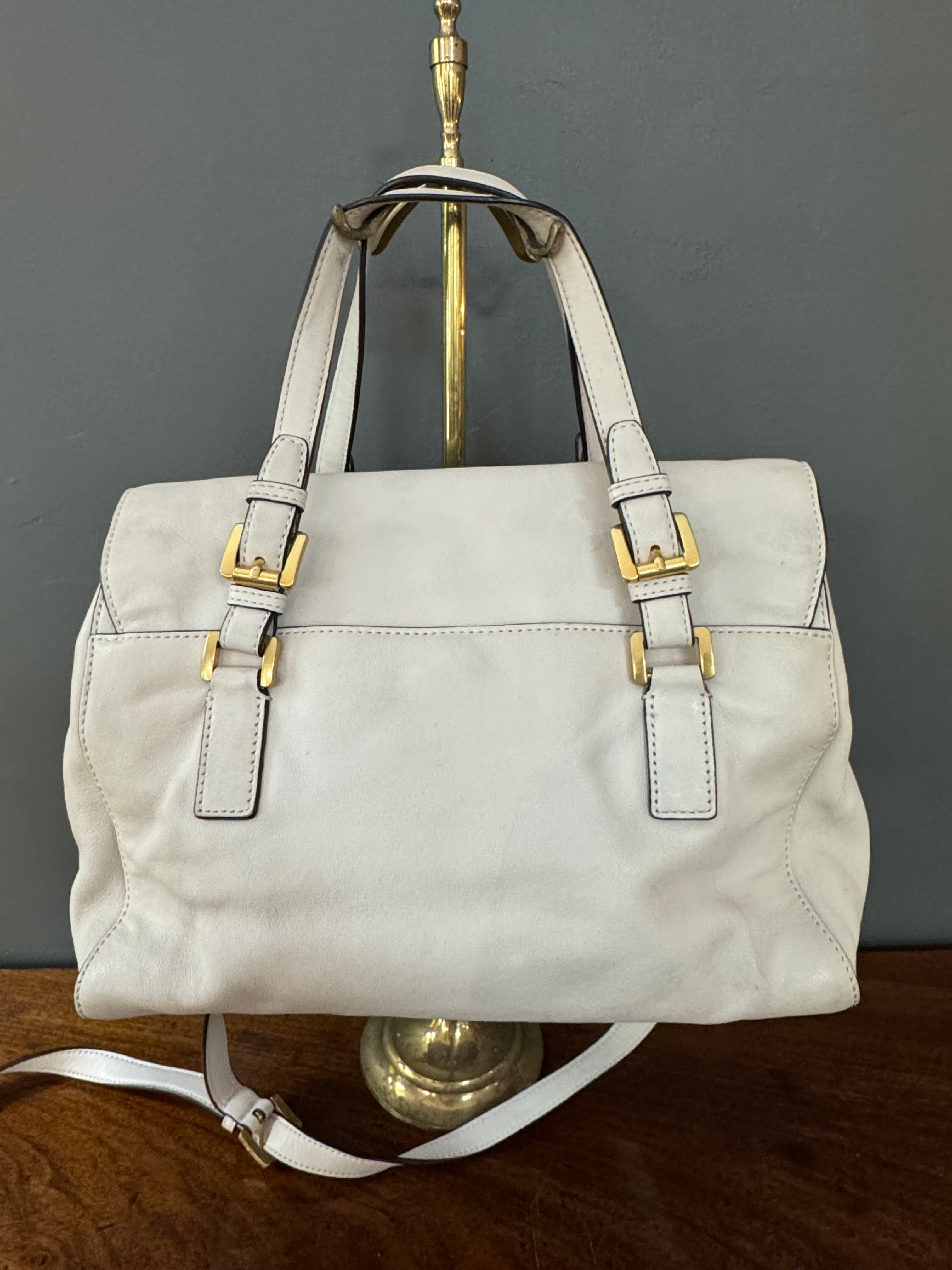 MICHAEL KORS 'Gosford' Ivory Glove-tanned Leather Shoulder Bag