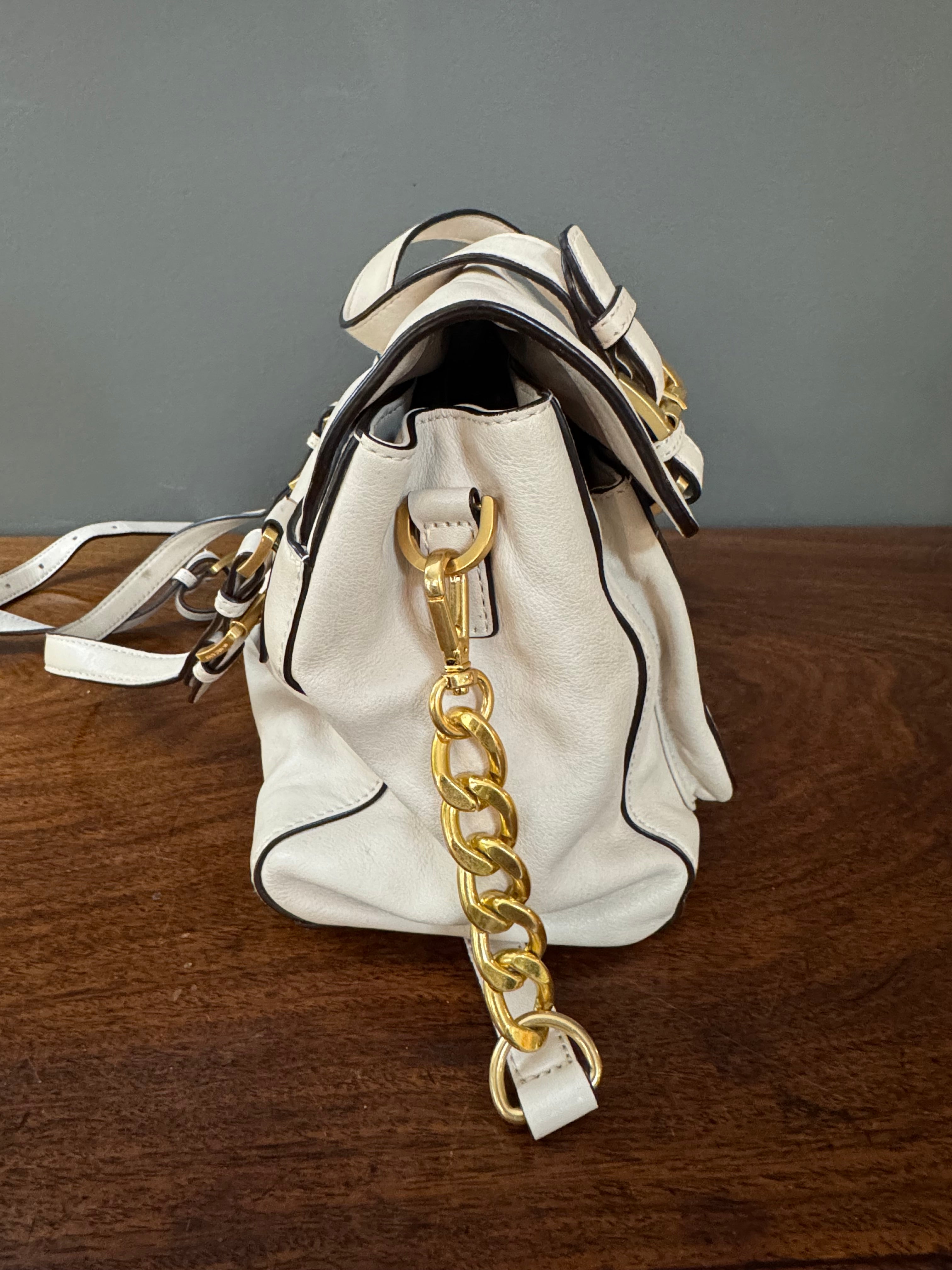 MICHAEL KORS 'Gosford' Ivory Glove-tanned Leather Shoulder Bag