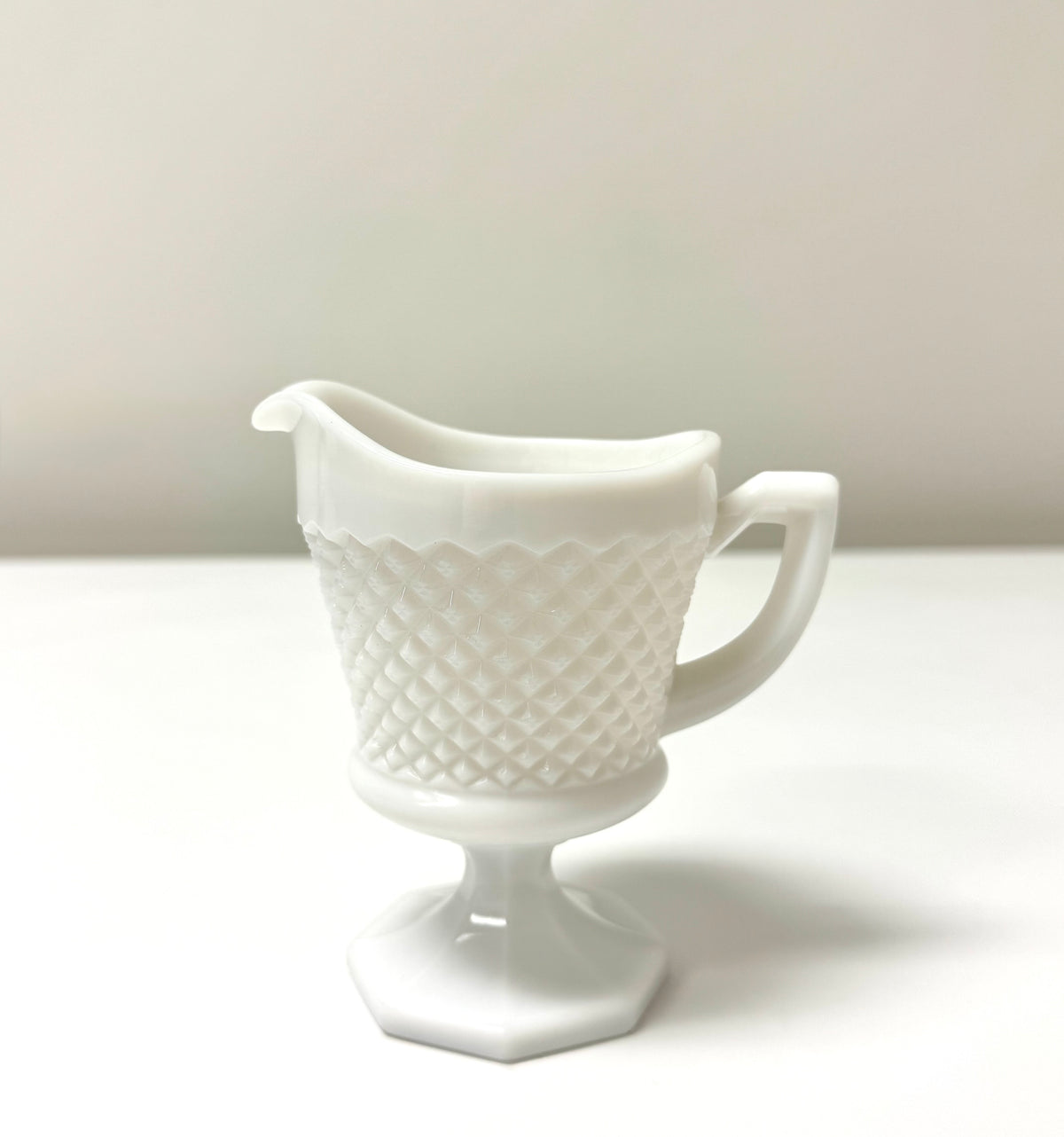 Vintage English Hobnail Milk Glass Creamer