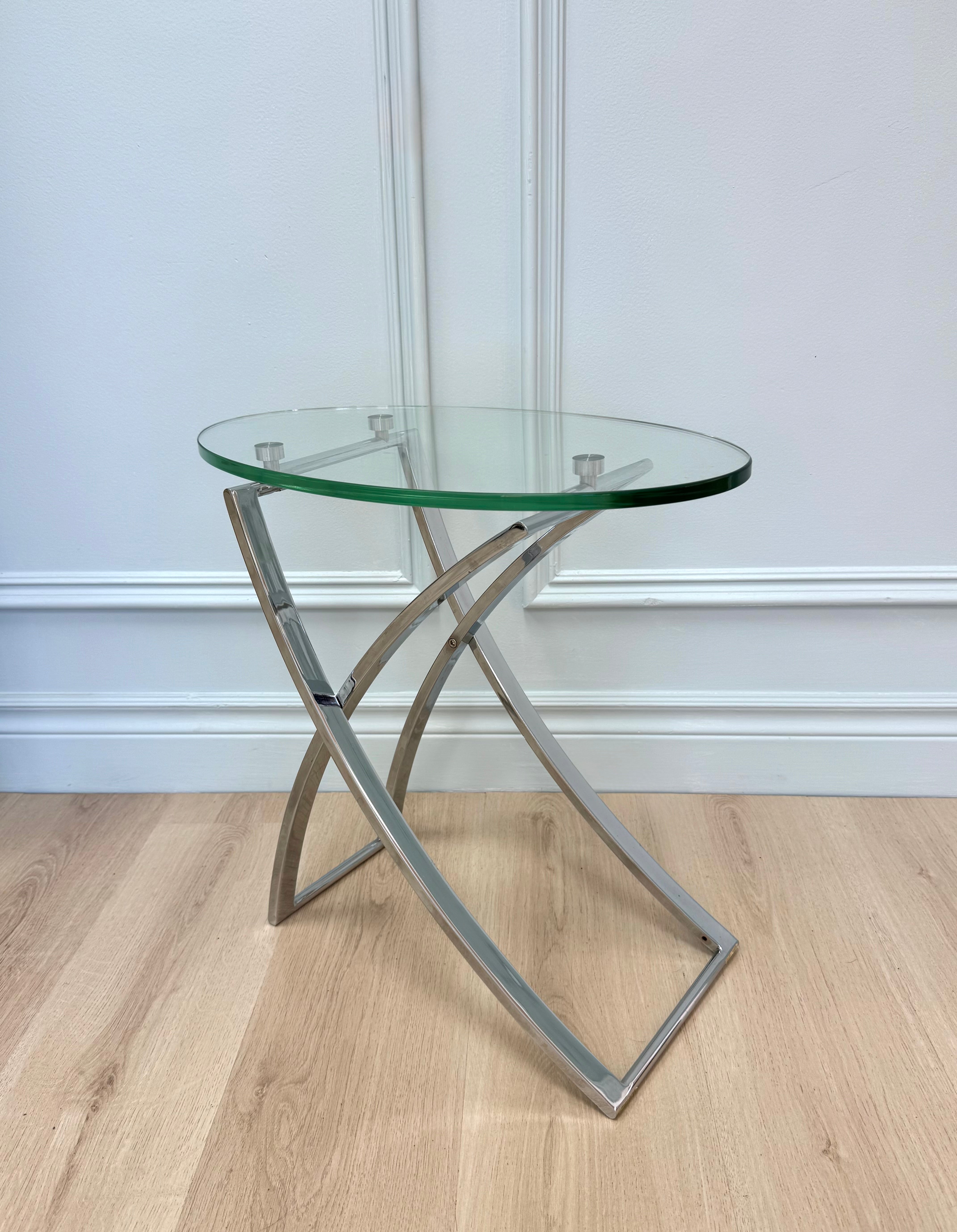 Chrome & Glass Ellipse Side Table