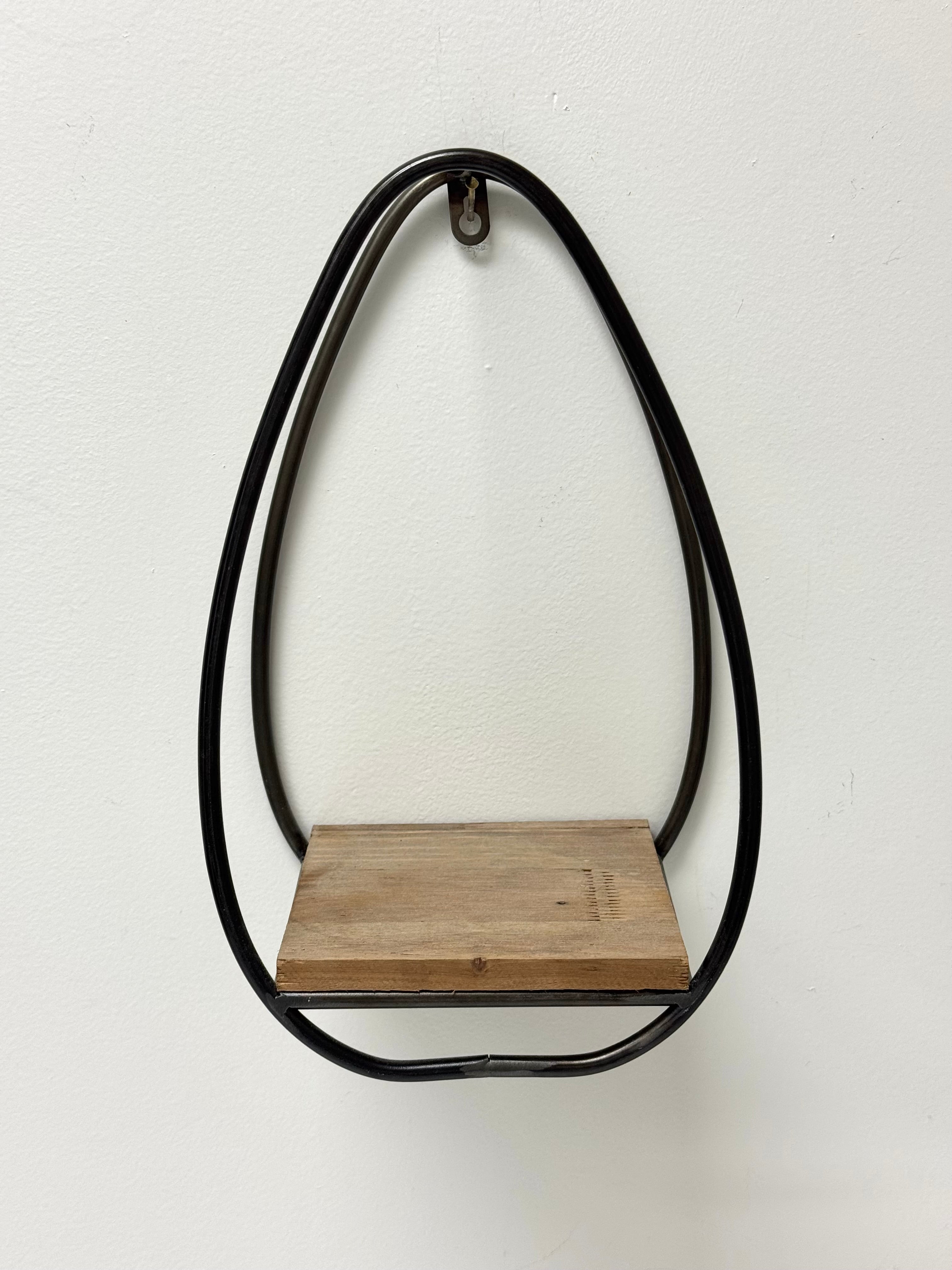 Dark Bronze Teardrop Shelf with Wooden Platform