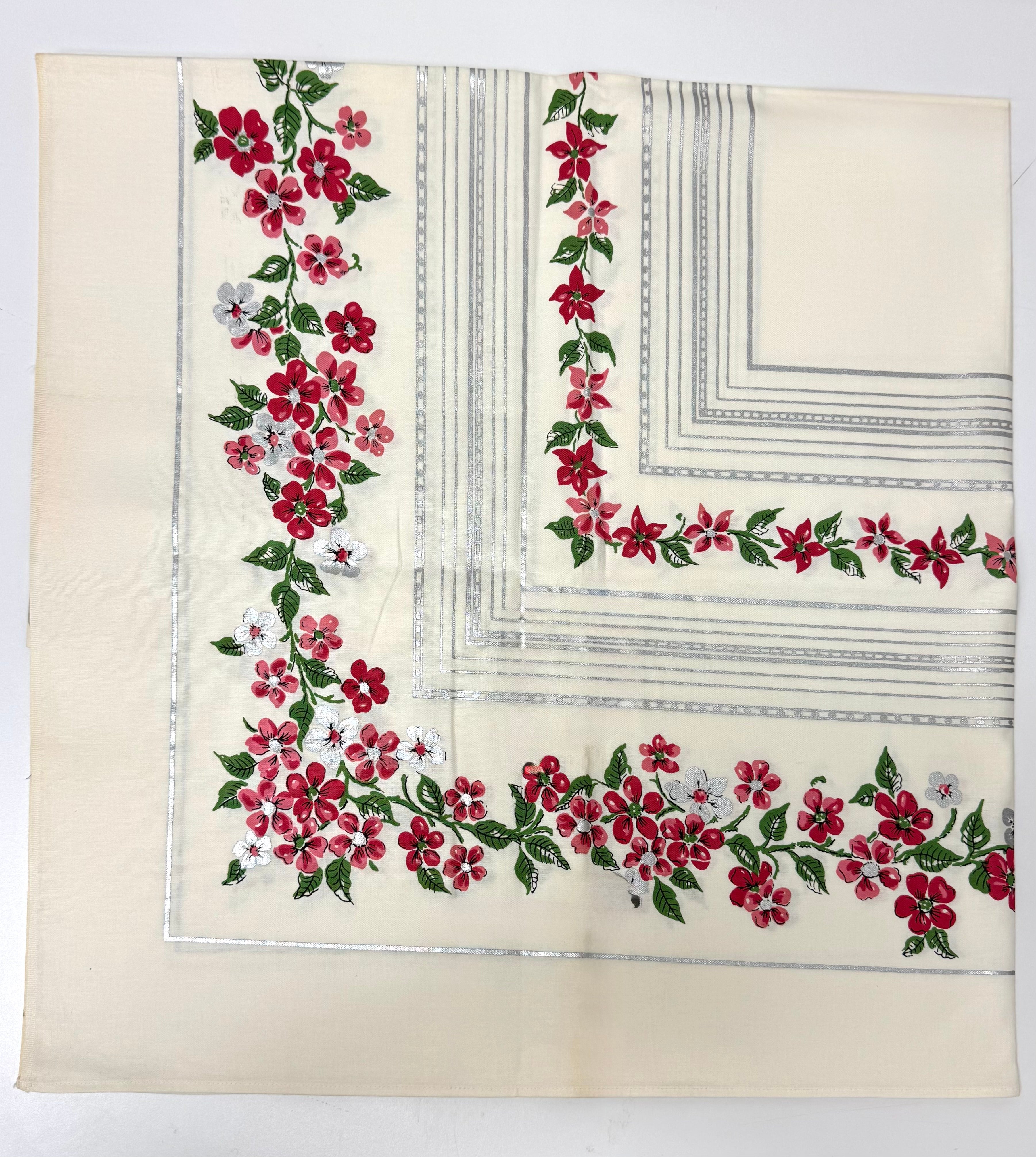 Vintage SUN GLO 'Apple Blossom' 52" x 52" Tablecloth