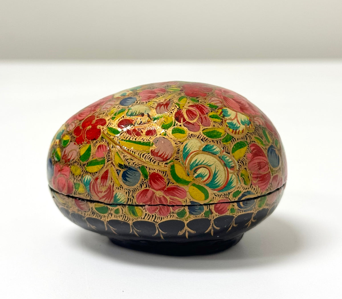 Hand-painted Red Floral Egg Trinket Box