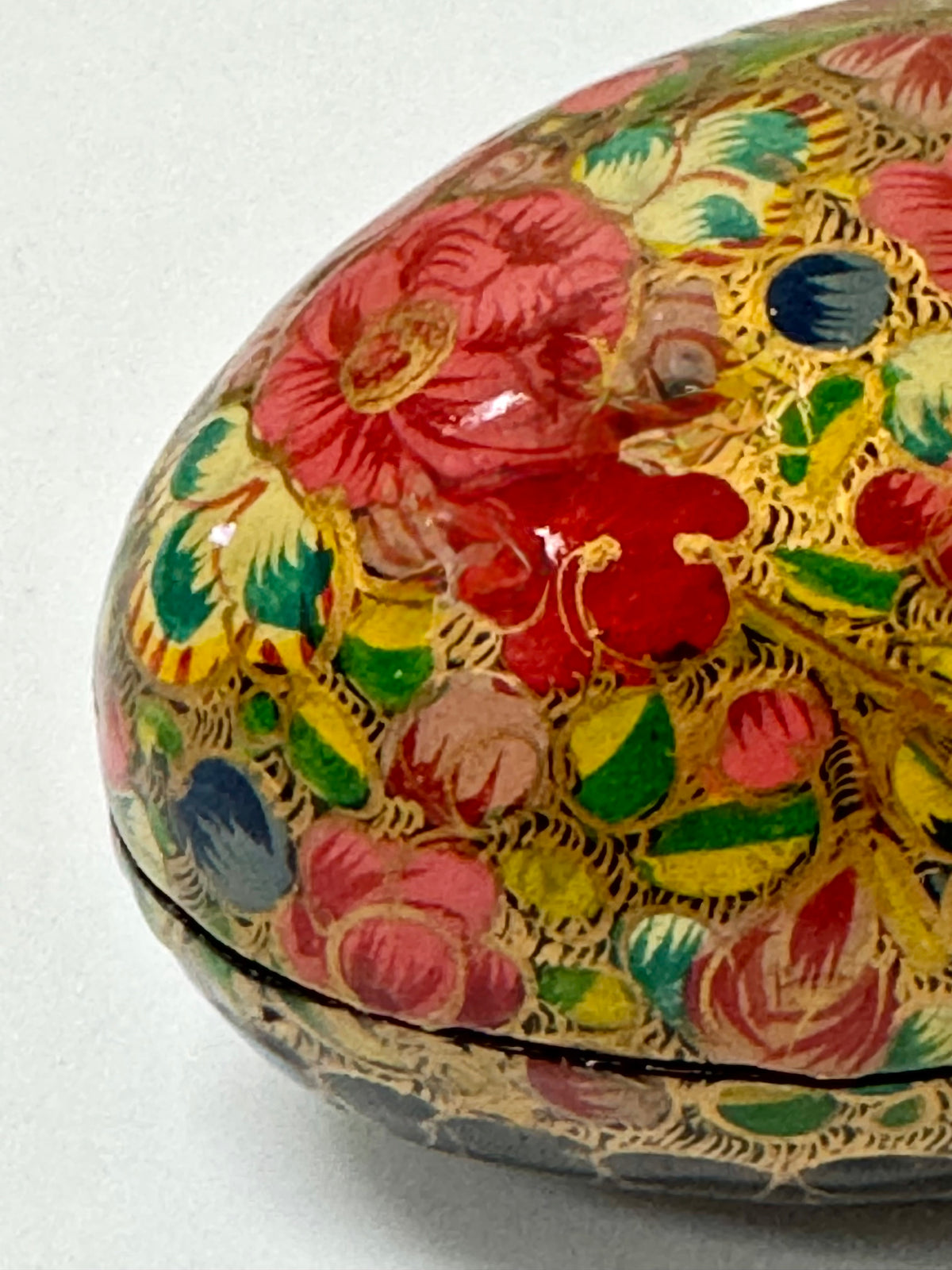Hand-painted Red Floral Egg Trinket Box