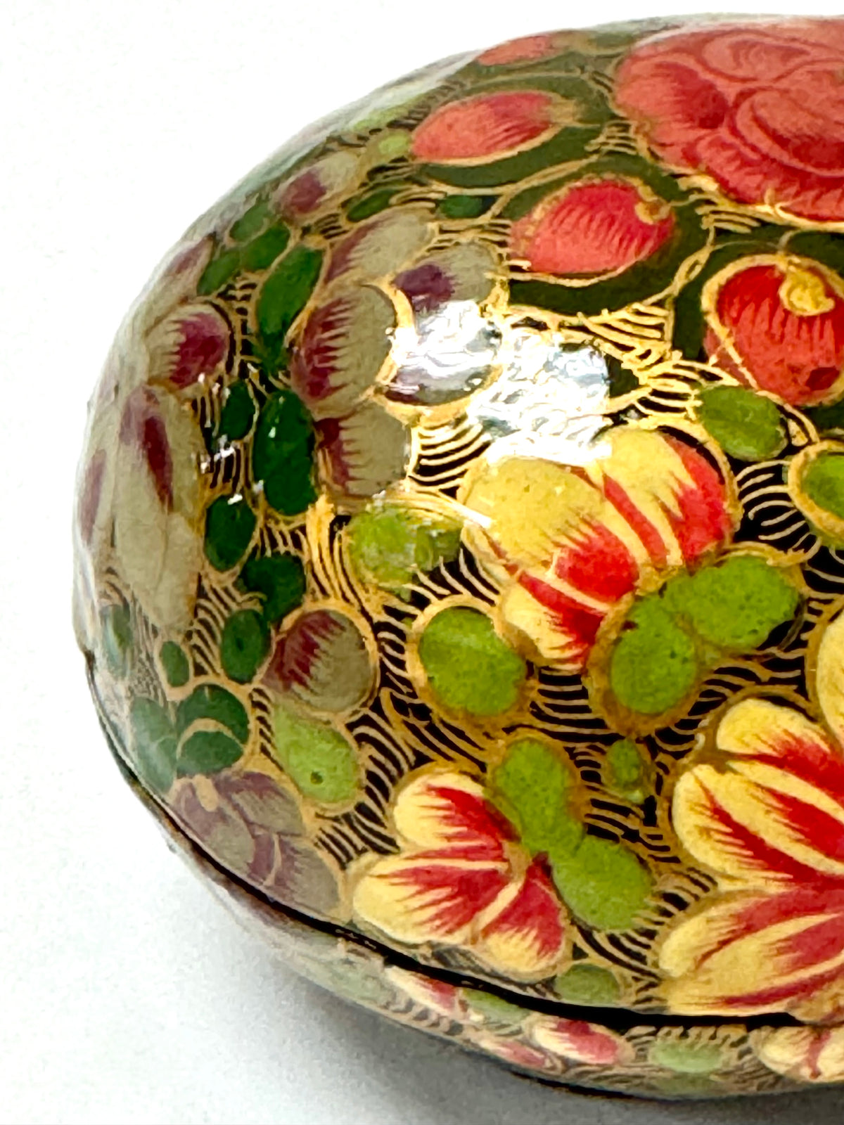 Hand-painted Red Floral Egg Trinket Box