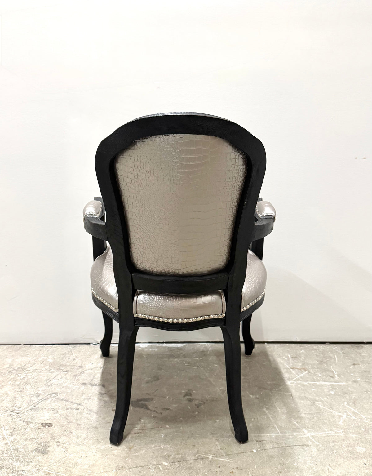 Metallic Silver Faux Crocodile Arm Chair