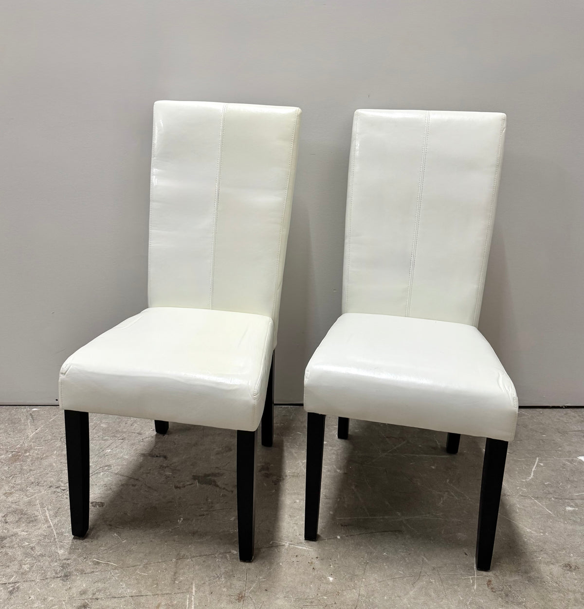 White Faux Leather Parsons Chairs Set of 2