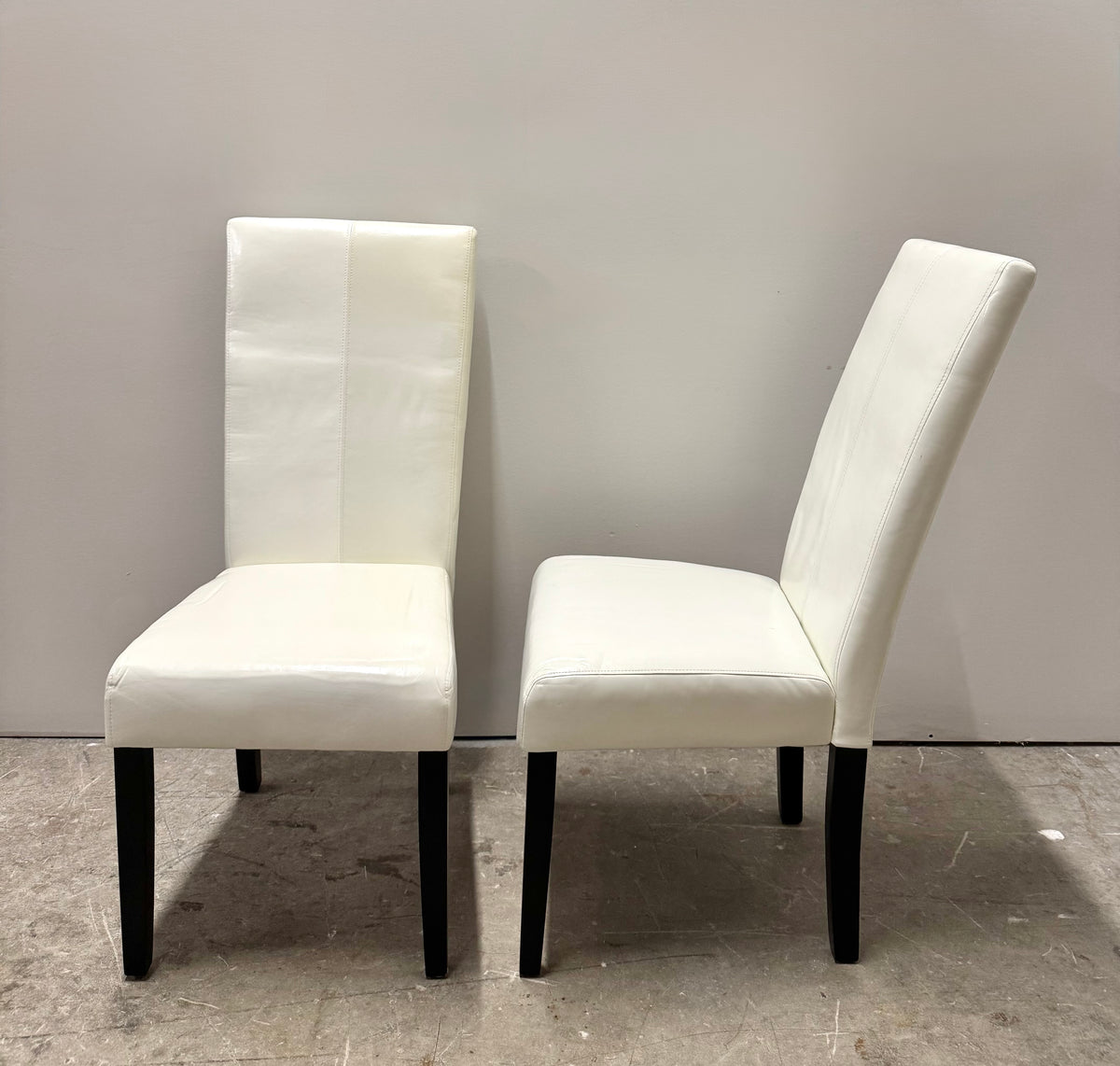 White Faux Leather Parsons Chairs Set of 2