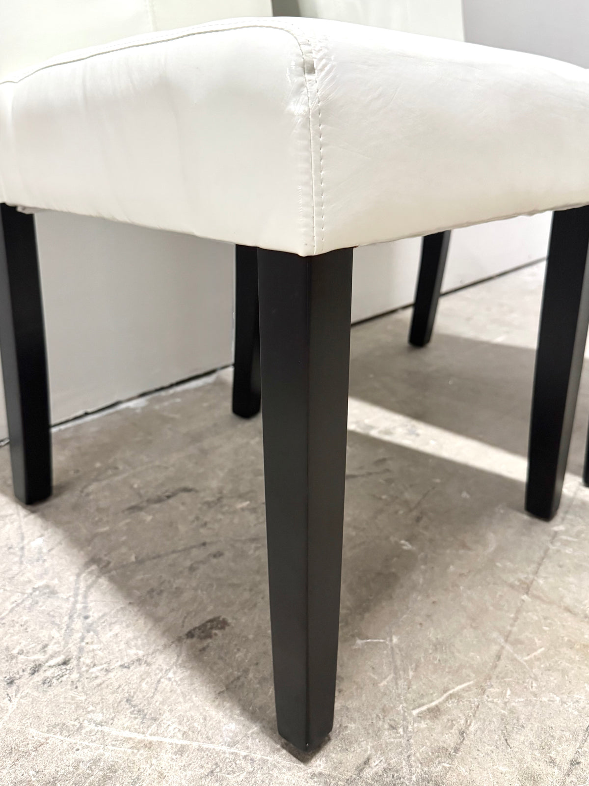 White Faux Leather Parsons Chairs Set of 2
