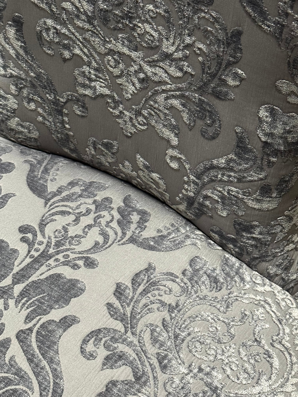 Gray Velvet Damask Dining Chairs Set of 4