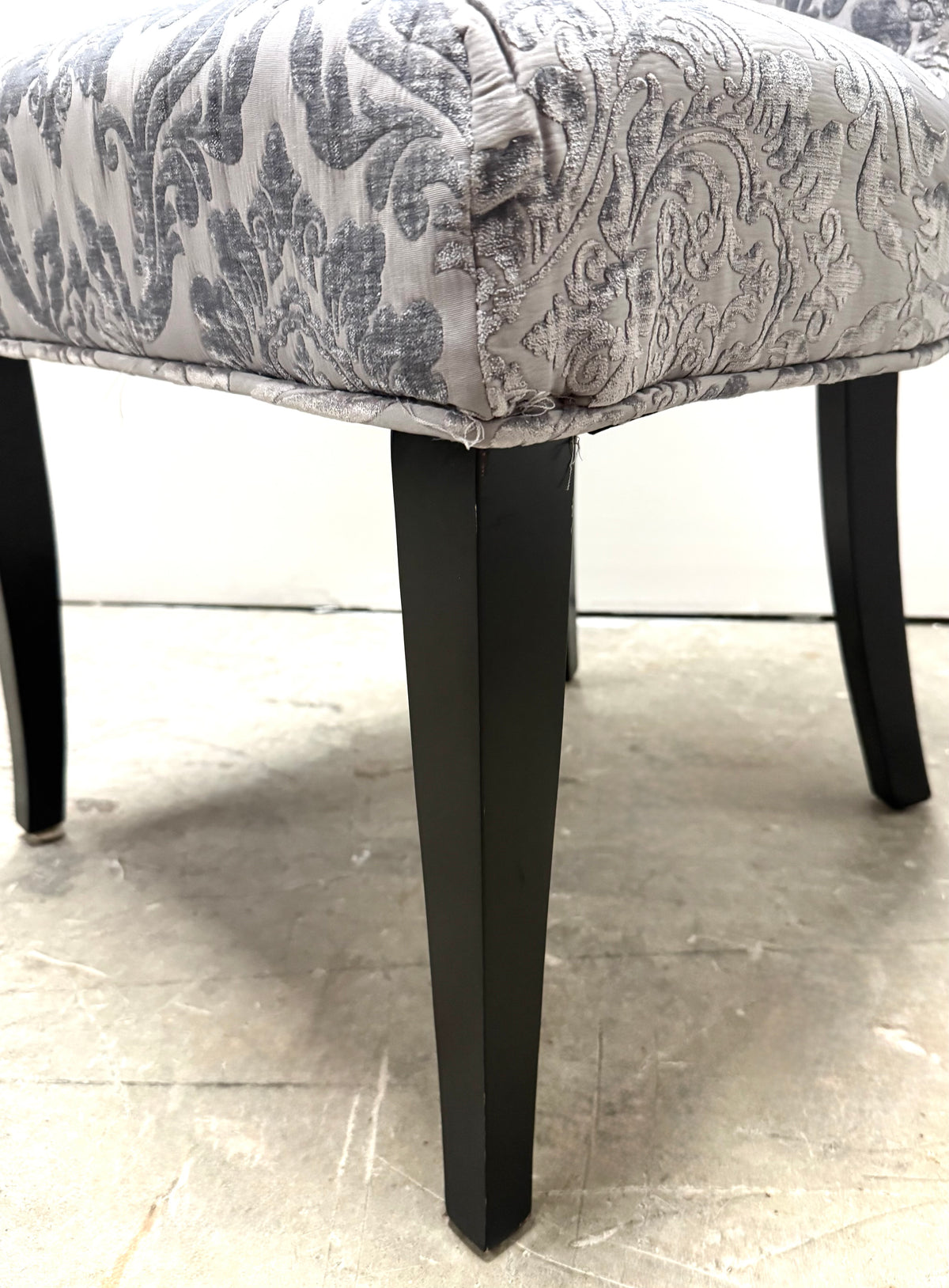 Gray Velvet Damask Dining Chairs Set of 4