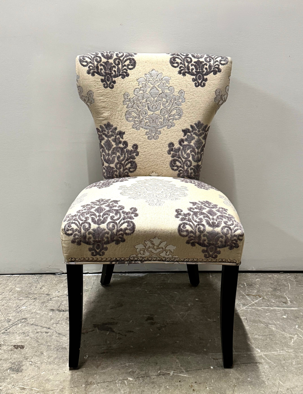 Gray & Silver Damask Dining Chairs Set of 6