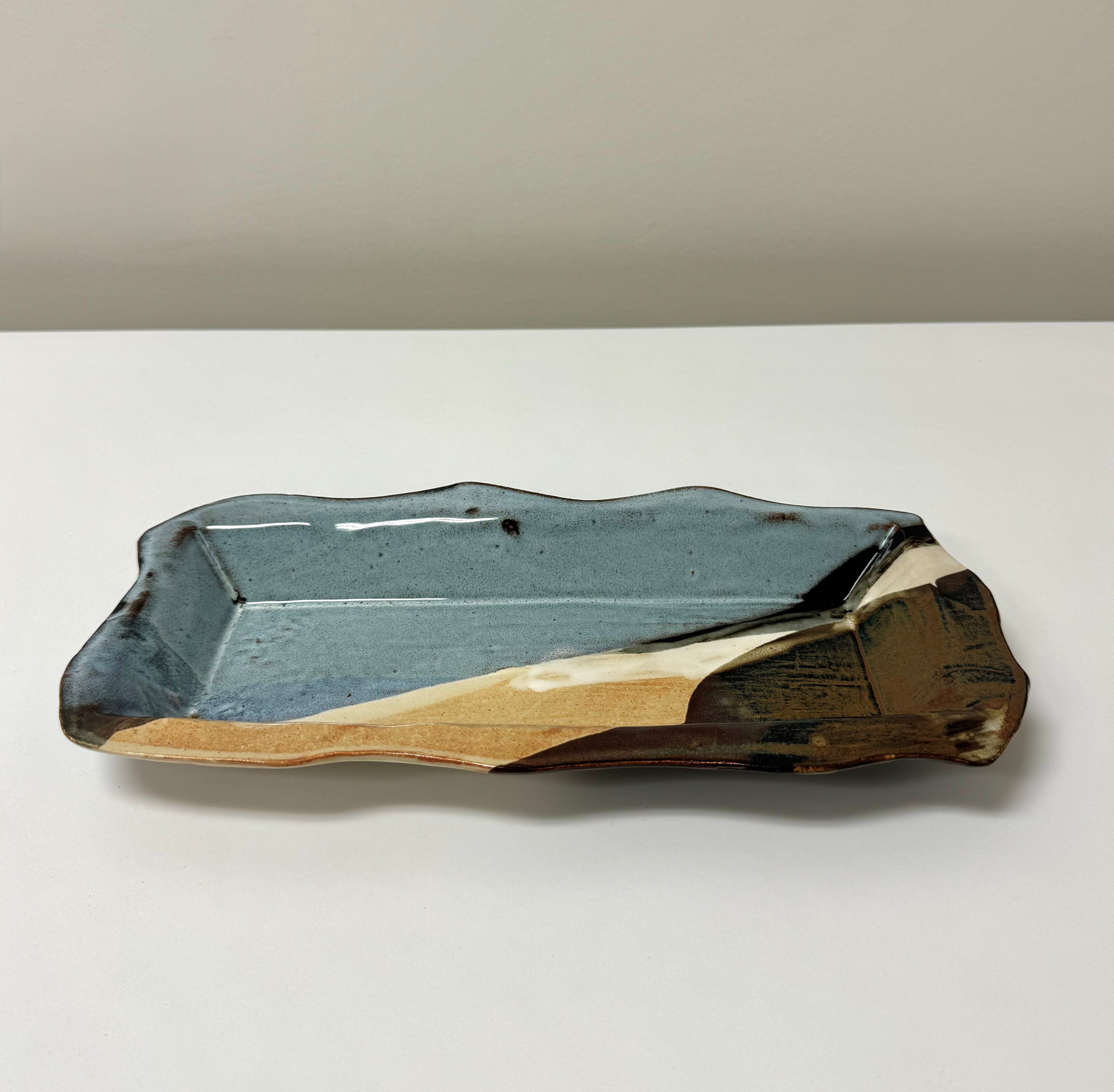 Organic Blue & Brown Sushi Serving Dish