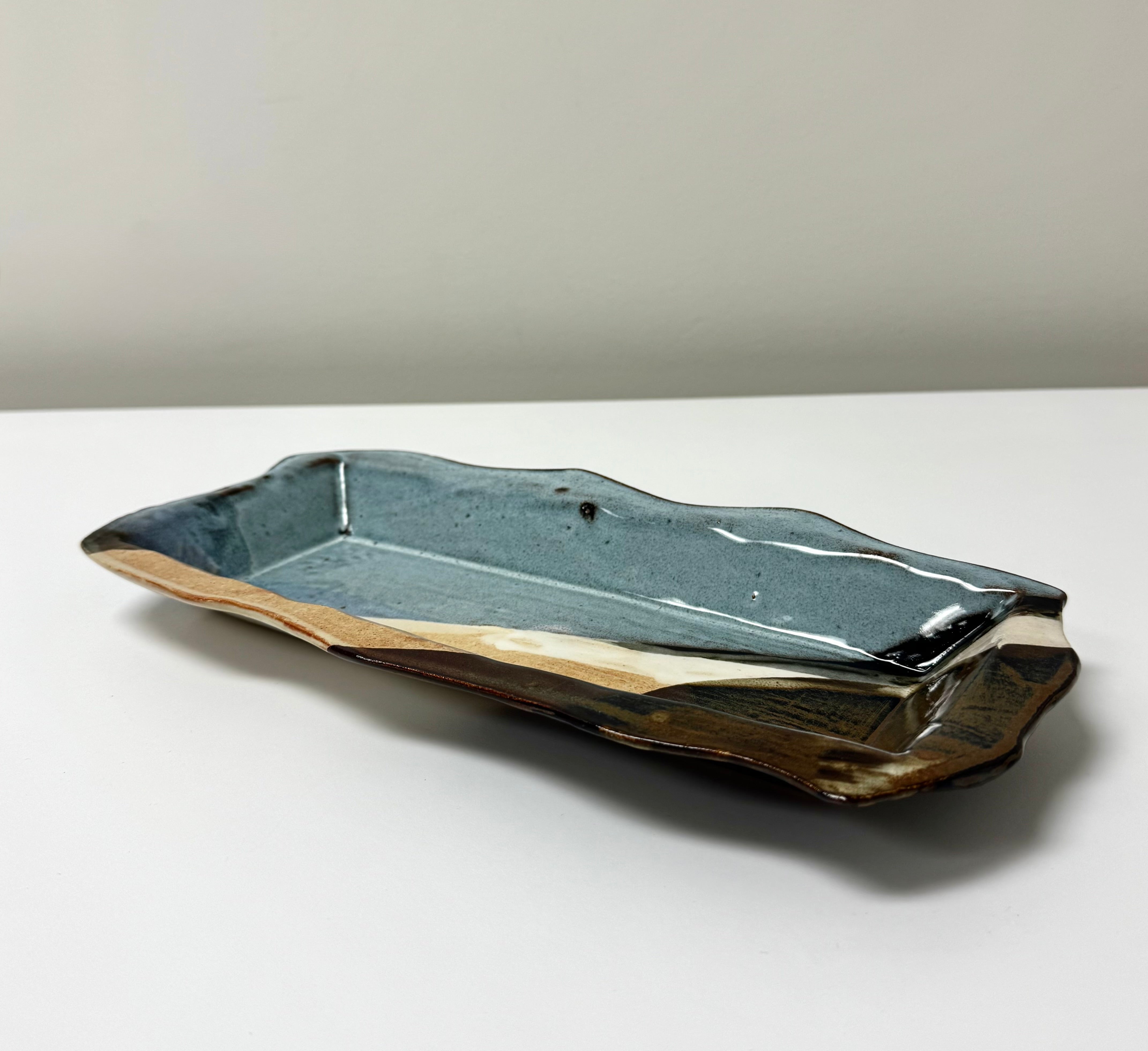 Organic Blue & Brown Sushi Serving Dish
