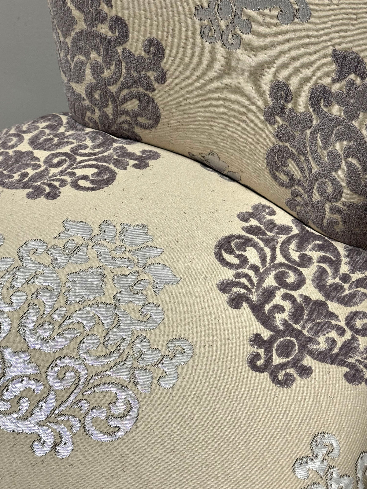 Gray & Silver Damask Dining Chairs Set of 6