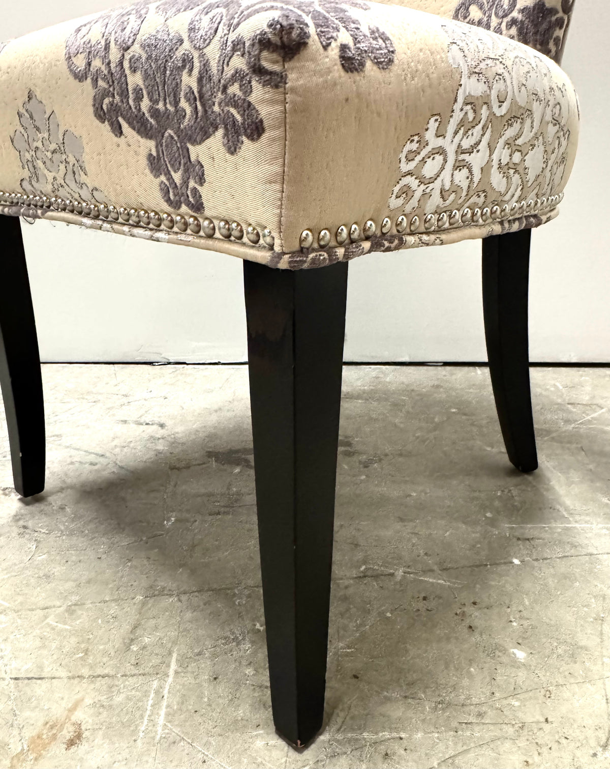 Gray & Silver Damask Dining Chairs Set of 6
