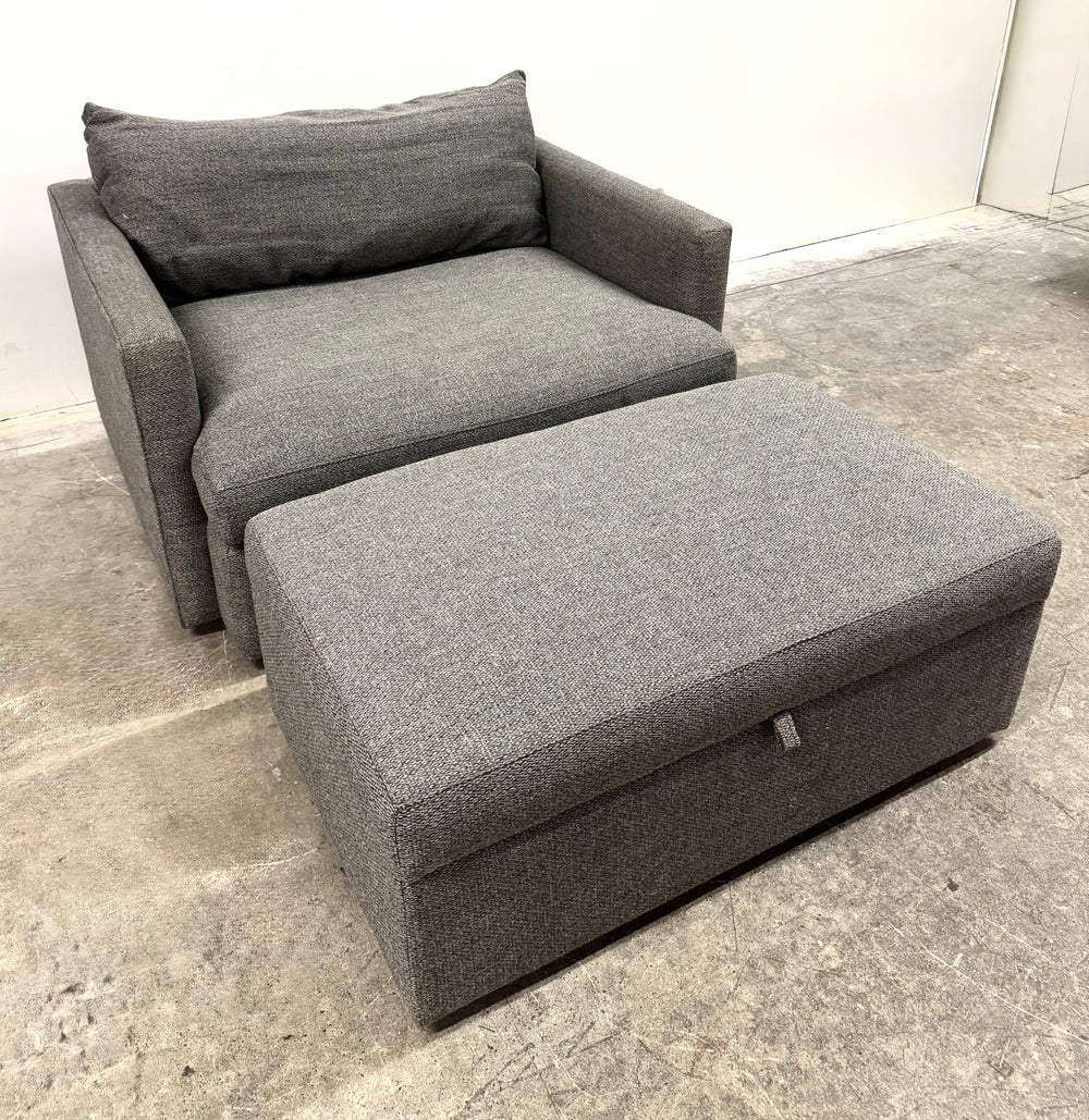 CRATE & BARREL Taft Steel Chair & Ottoman