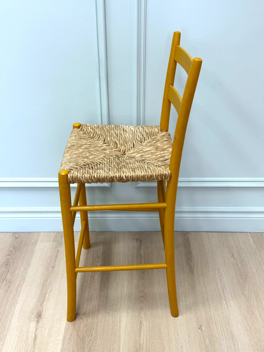 *FINAL MARKDOWN* Yellow Counter Stool with Rush Seat