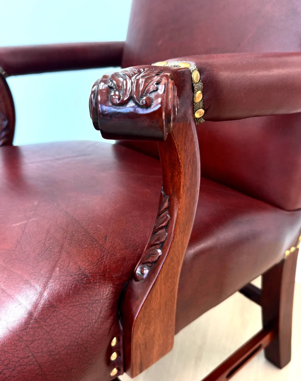 Dark Red Leather Executive Office Chair