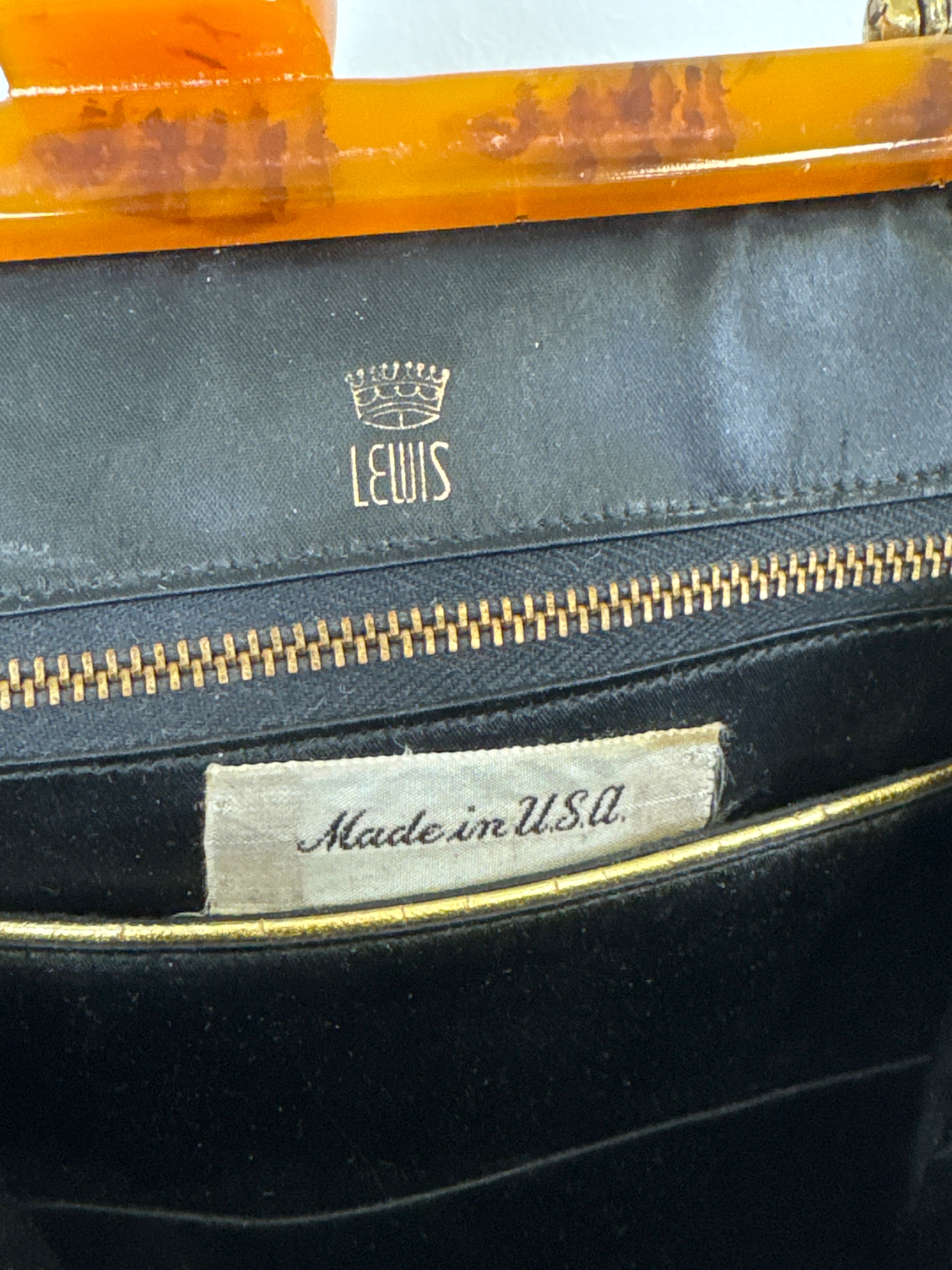 Vintage Lewis Black Evening Purse with Bakelite Handle
