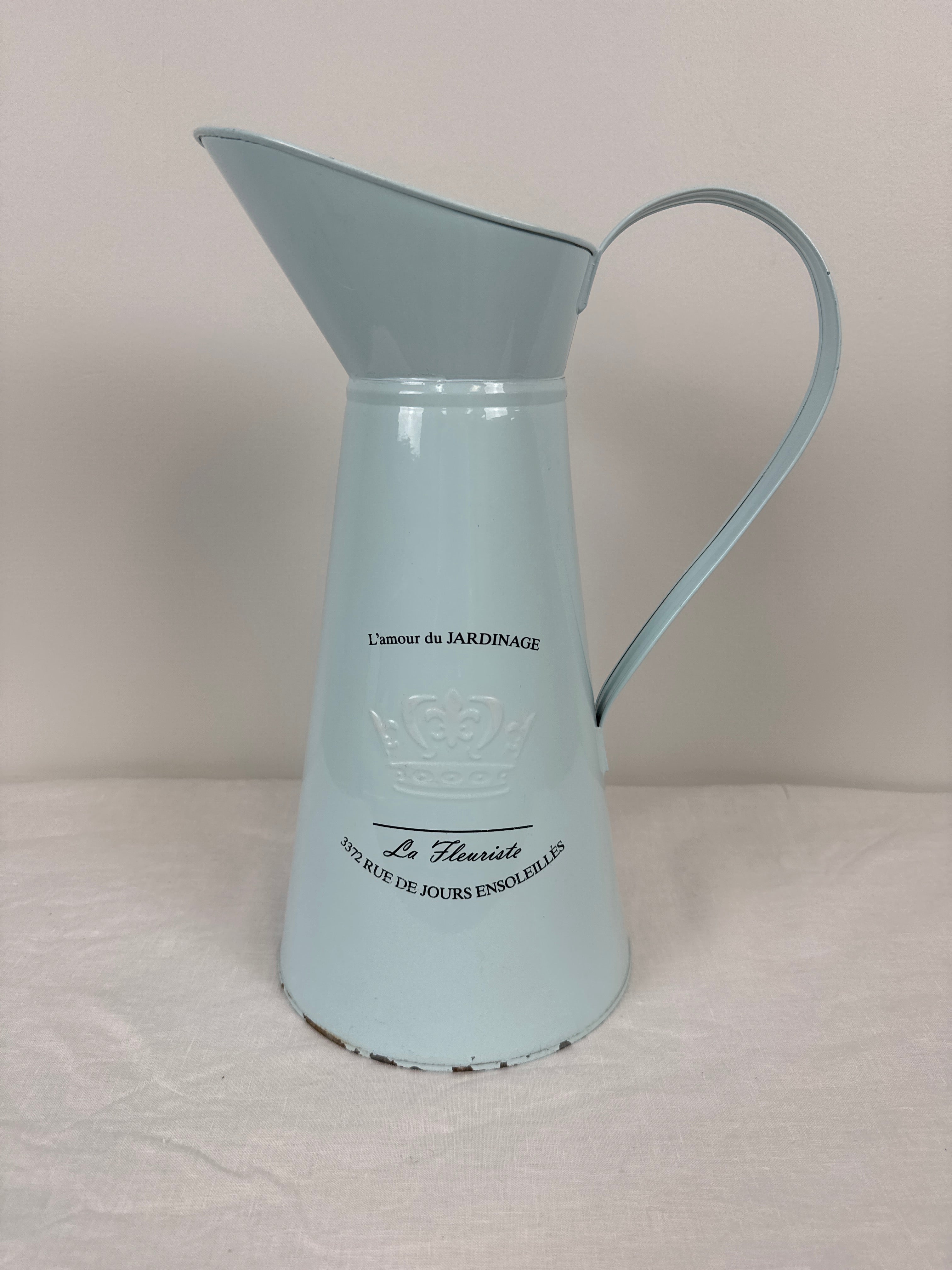 'La Fleuriste' Light Blue Metal Pitcher