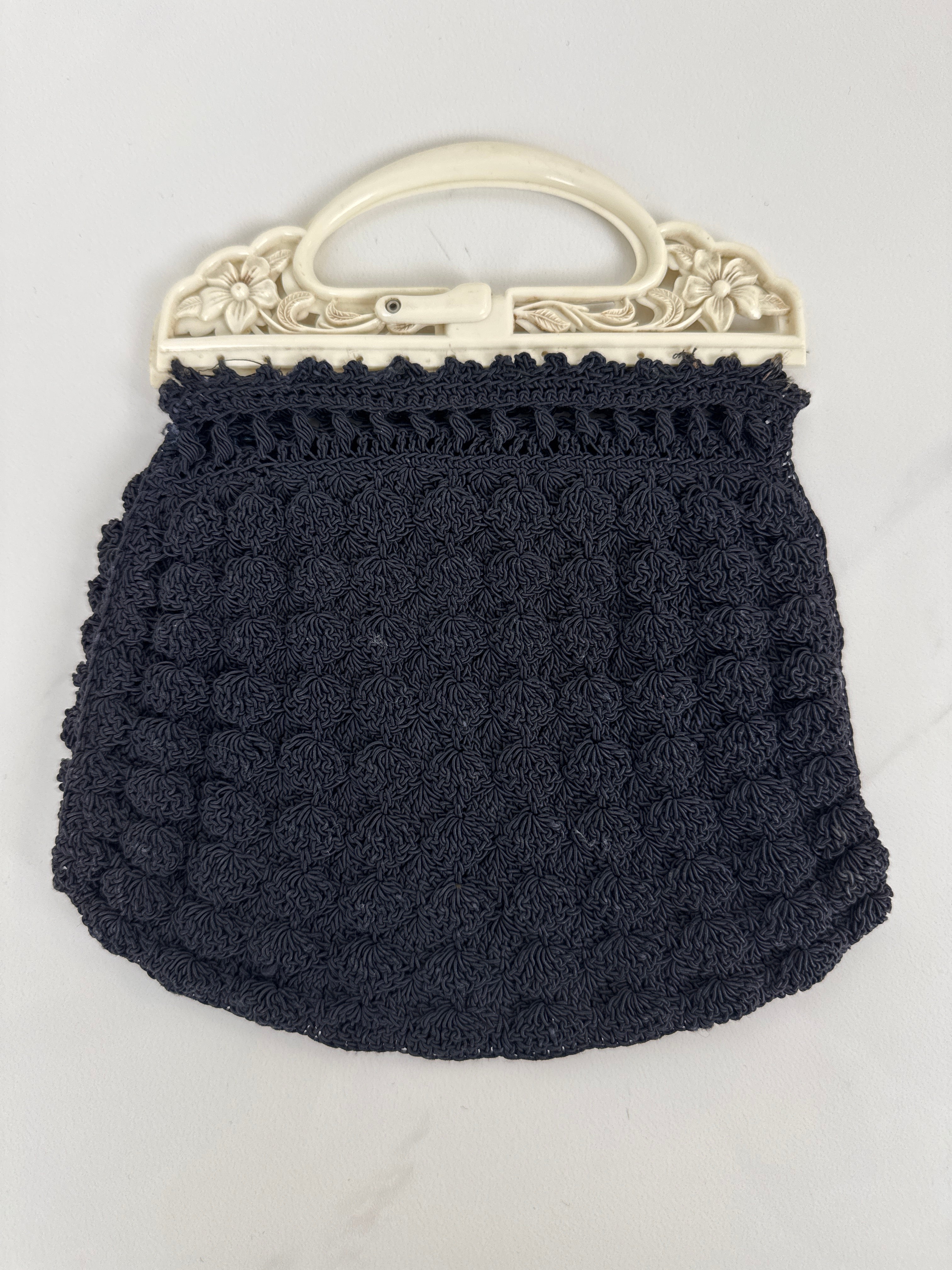 Vintage Black Crochet Purse